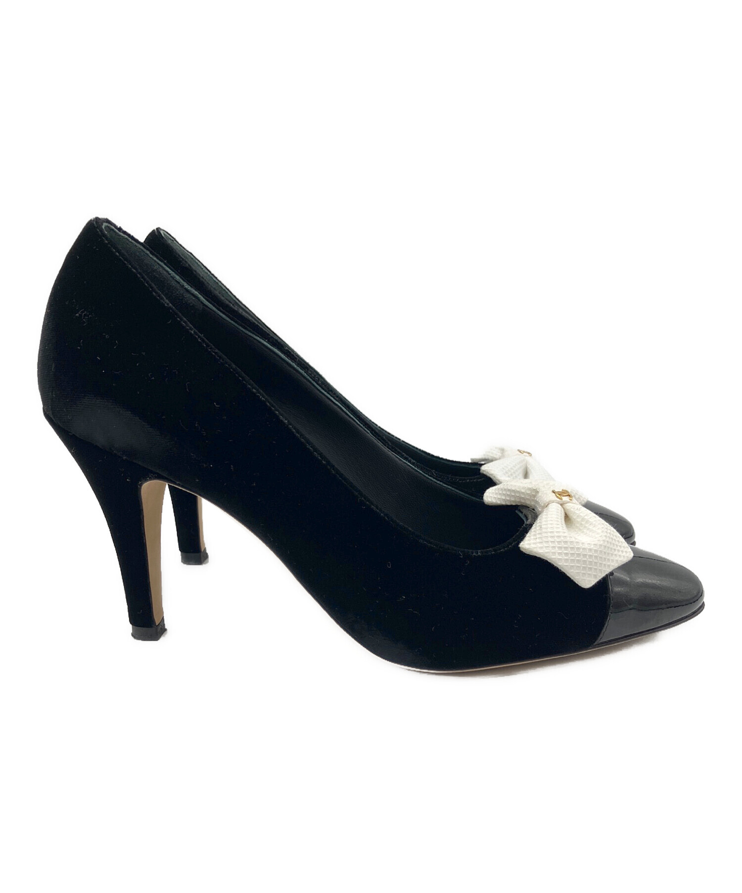 【美品】CHANEL シャネル　ココマーク　リボン　フリルデザイン　パンプス 中古・古着通販】CHANEL (シャネル) ココマーク&リボン ベルベット