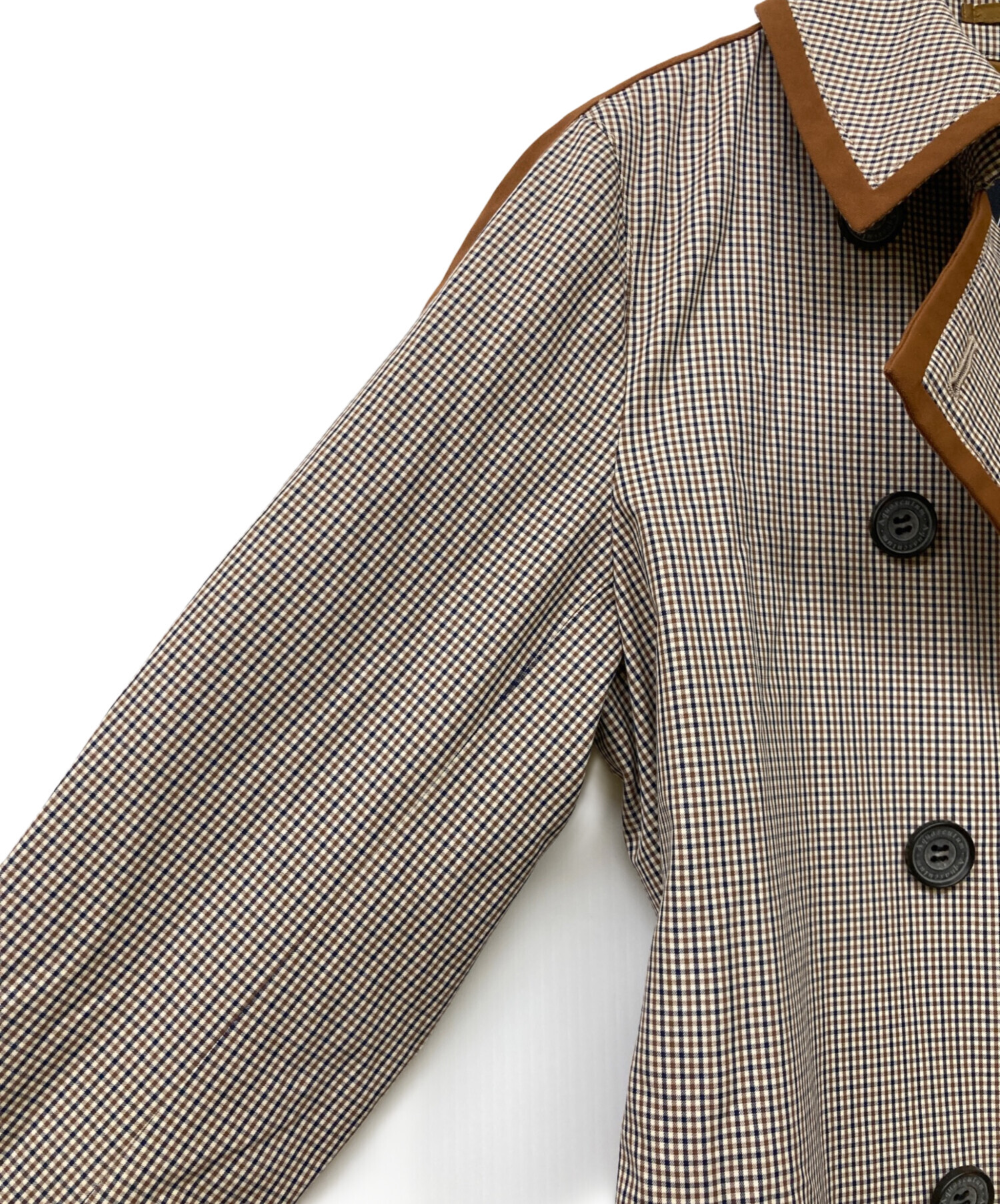 Aquascutum ブラウン チェスターコート チェック柄 中古・古着通販】Aquascutum (アクアスキュータム) マイクロクラブ