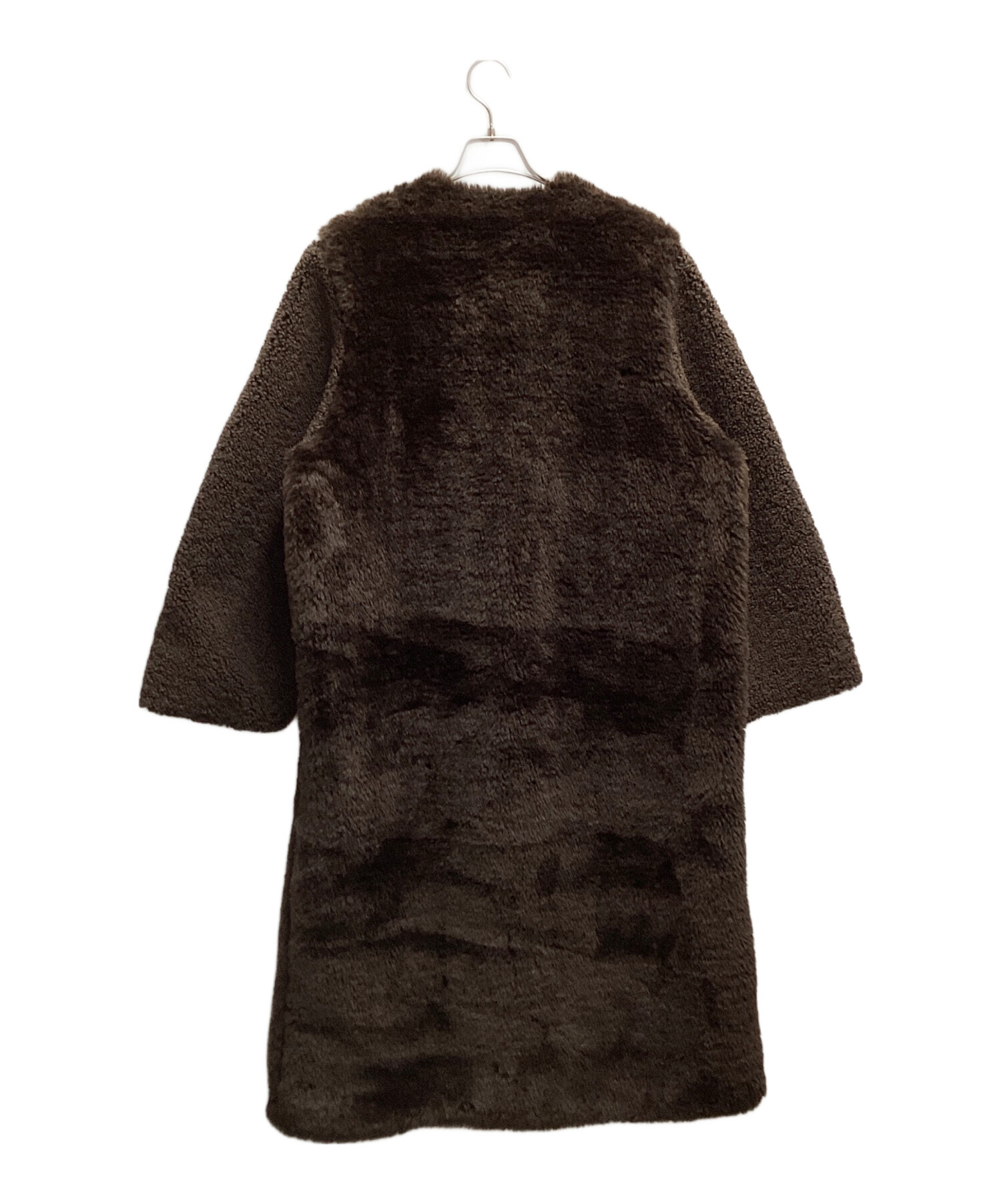 中古・古着通販】CLANE (クラネ) MIX FUR COCOON COAT ブラウン サイズ