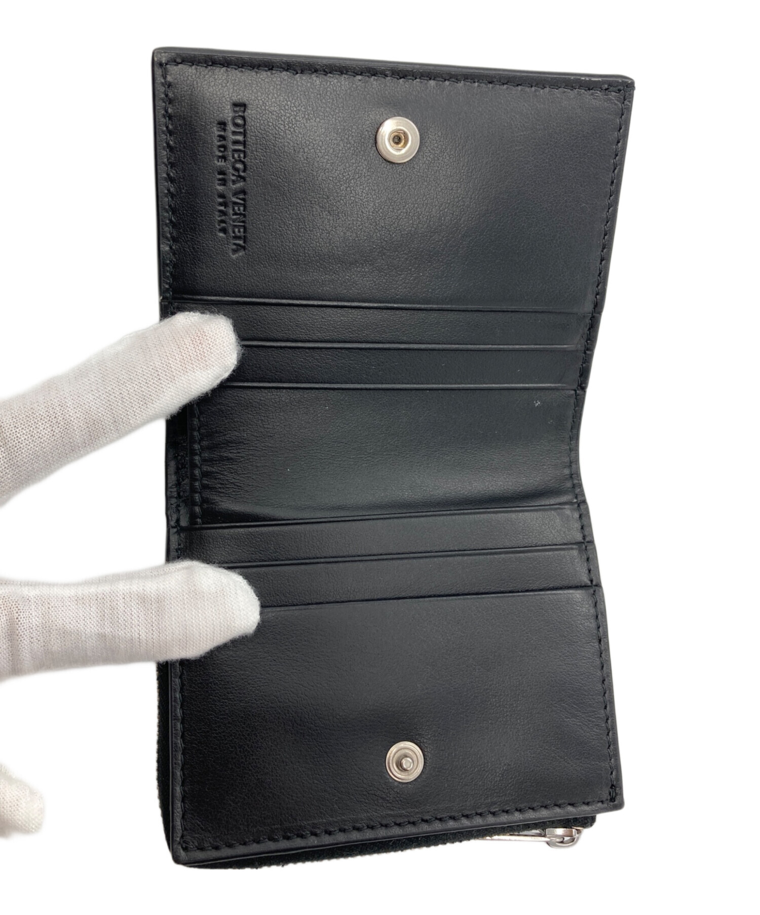 【未使用】ボッテガ コンパクトウォレット イントレチャート ブラック 中古・古着通販】BOTTEGA VENETA (ボッテガベネタ) イントレ