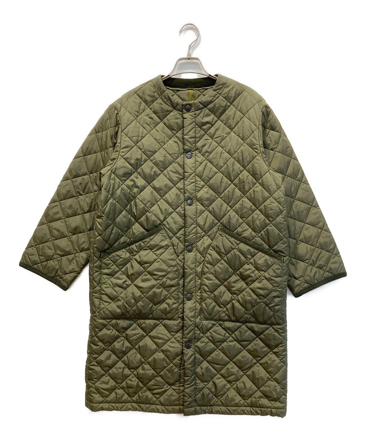 中古・古着通販】Barbour (バブアー) QUILTED NO COLLAR COAT カーキ