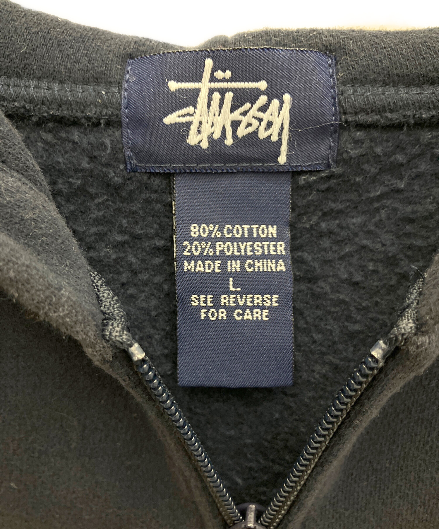 中古・古着通販】stussy (ステューシー) ジップパーカー ネイビー 