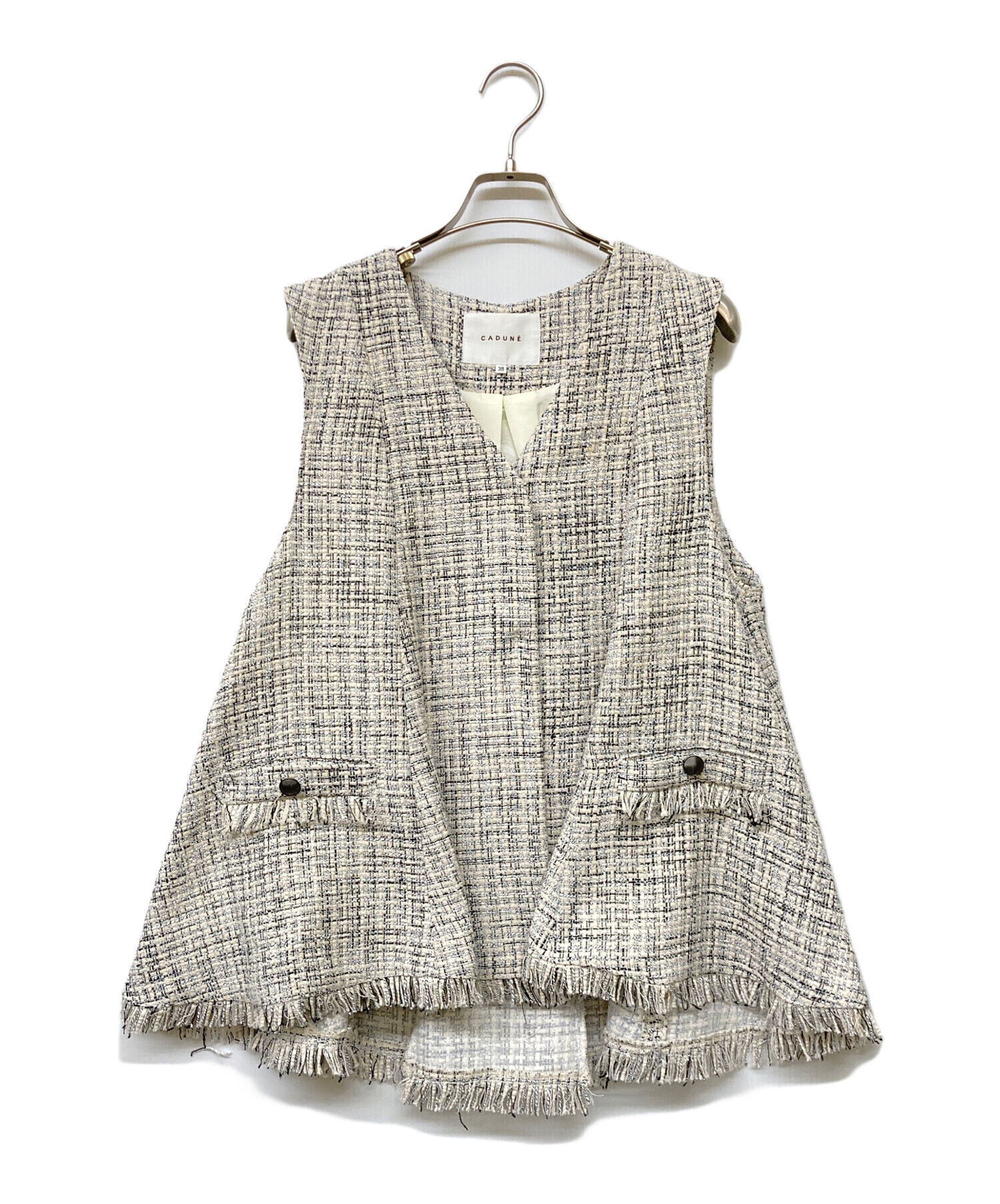 中古・古着通販】CADUNE (カデュネ) ツイードフレアベスト ホワイト