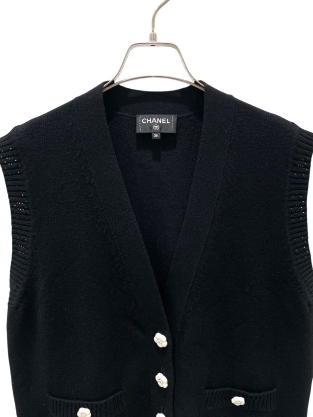 中古・古着通販】CHANEL (シャネル) カメリアボタン カシミヤ ニット