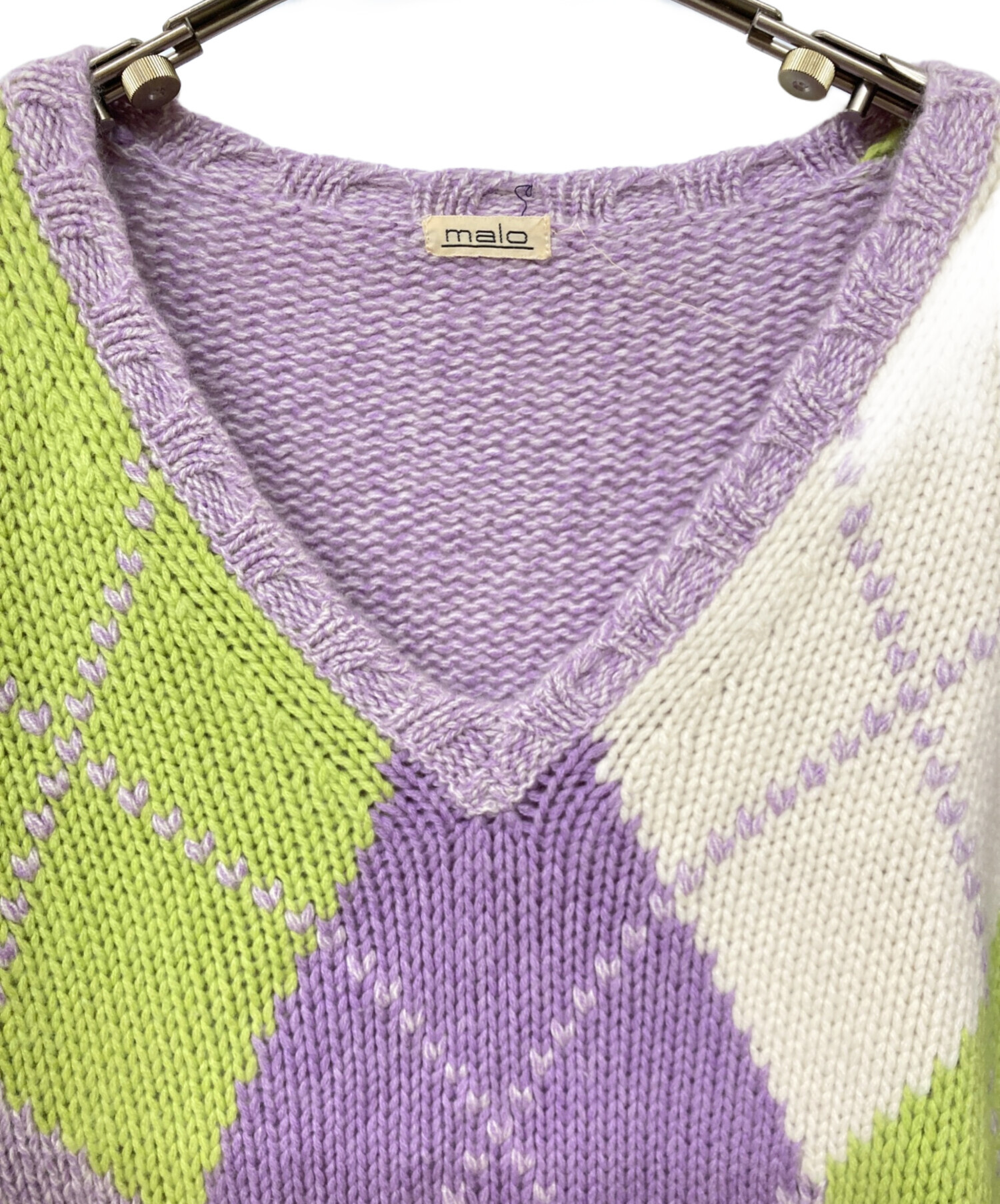 中古・古着通販】MALO (マーロ) カシミヤアーガイルVネックニット