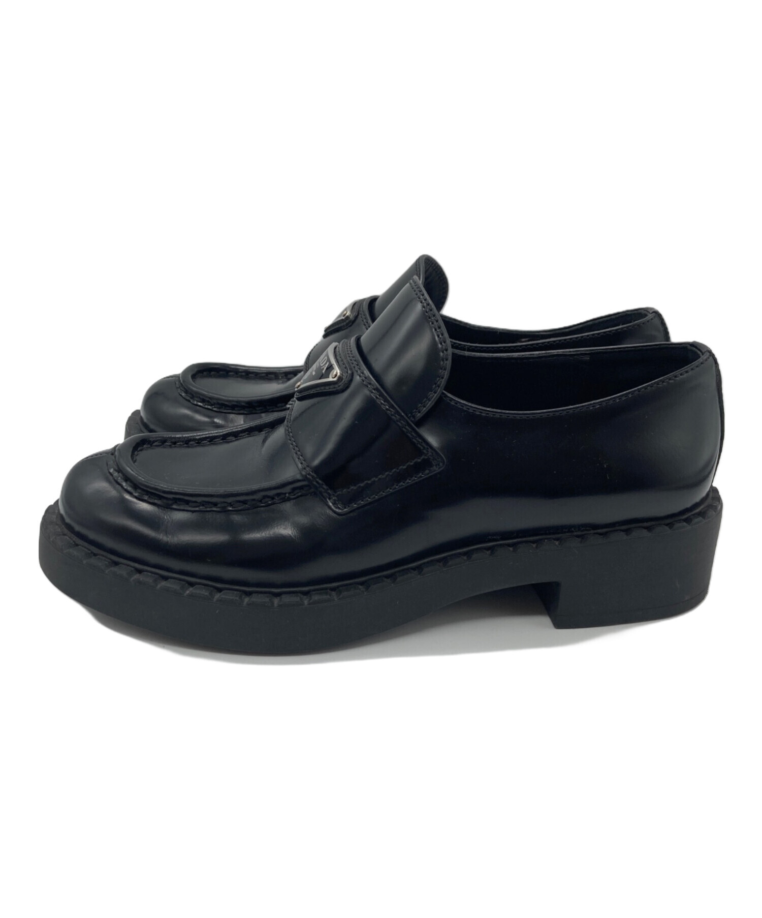 中古・古着通販】PRADA (プラダ) パテントレザーローファー ブラック