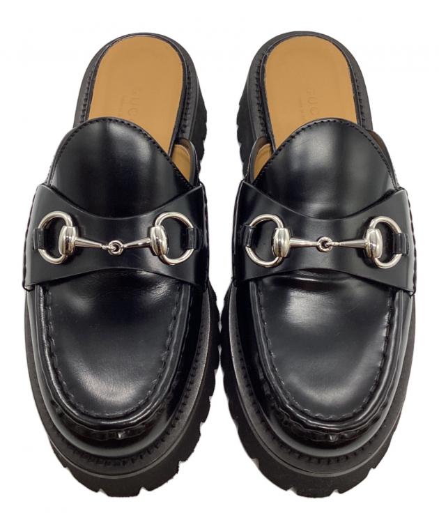 中古・古着通販】GUCCI (グッチ) ホースビットレザーミュール ブラック 中古・古着通販】GUCCI (グッチ) ホースビットレザーミュール ブラック