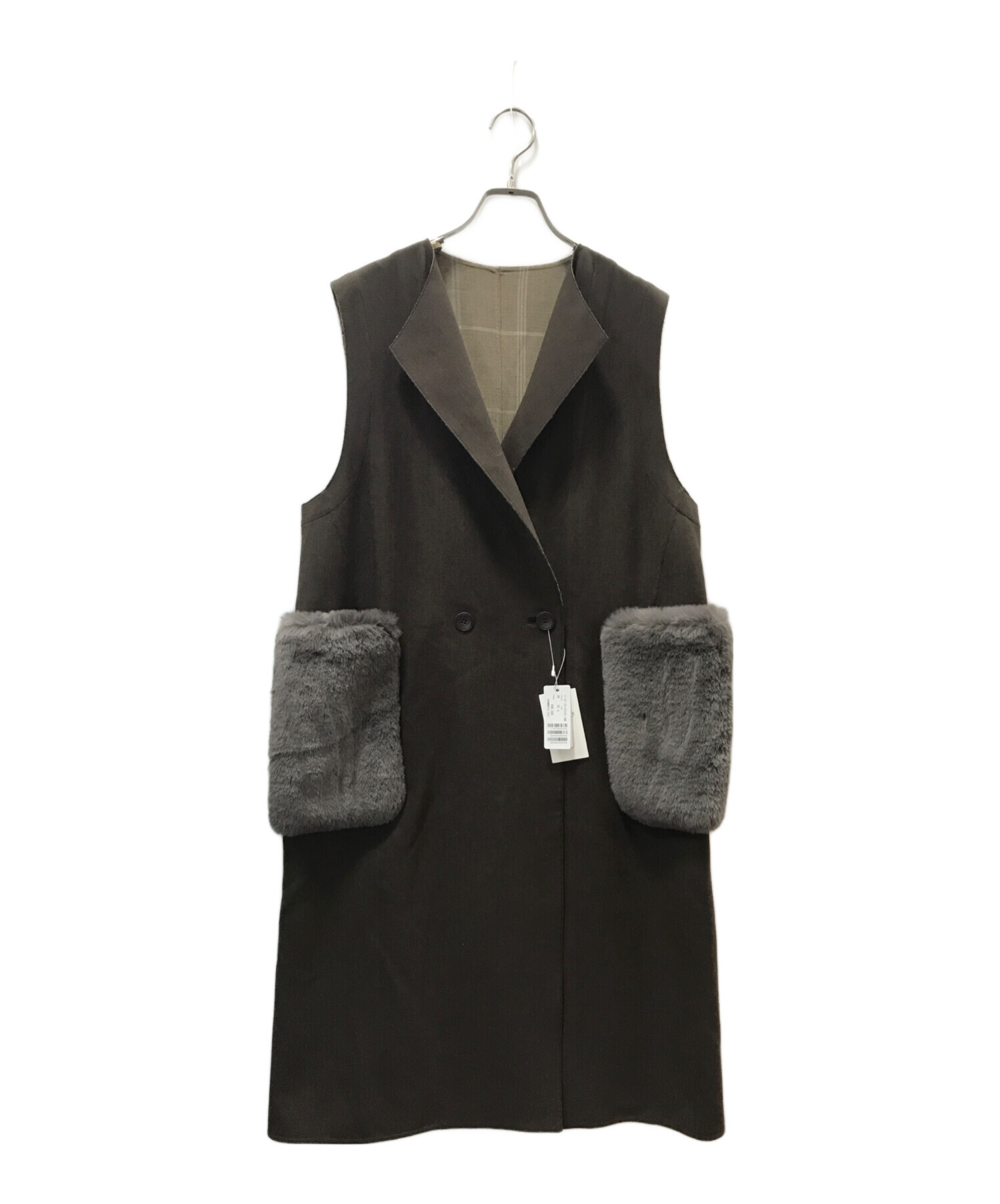 Ballsey ファーポケットロングジレ 36 プレーンダブルフェイス