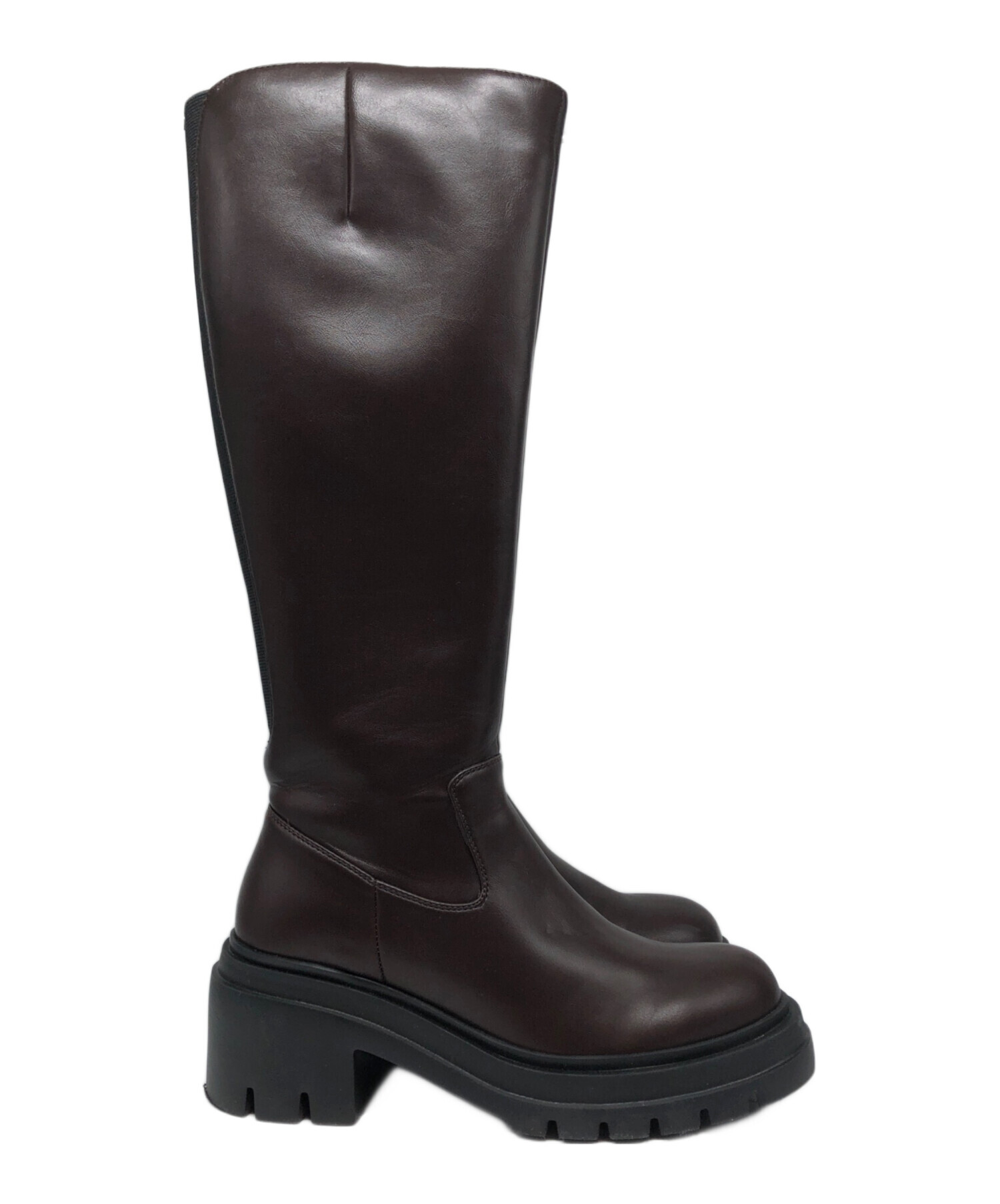 Odette e Odile ブラウンレザー ロングブーツ 中ヒール ODETTE E ODILE（オデットエオディール）の「ジョッキー ロング