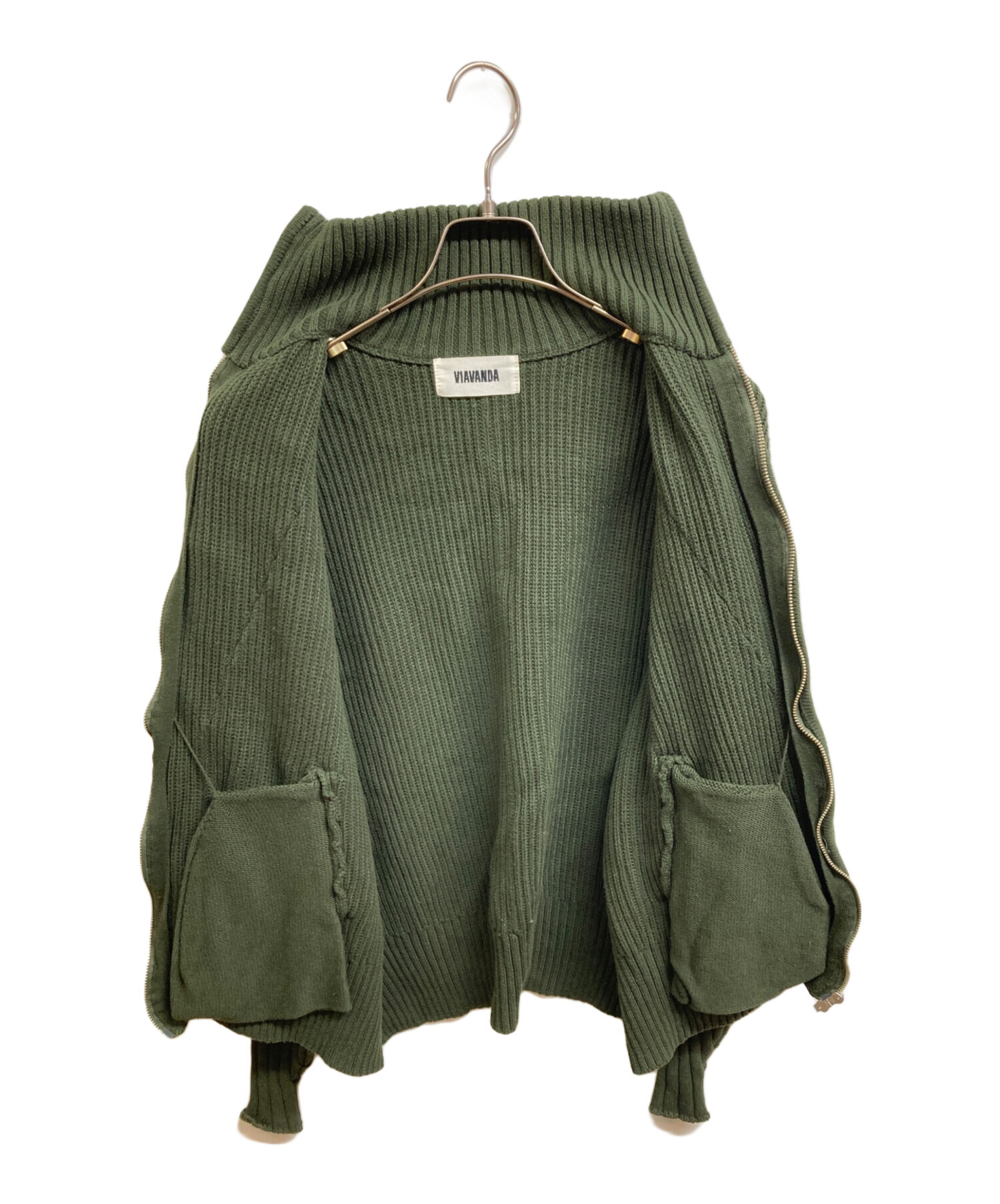 viavanda フード付きカーディガン VIA VANDA フード付きブラウンカーディガン VIAVANDA 2WAY HOODED