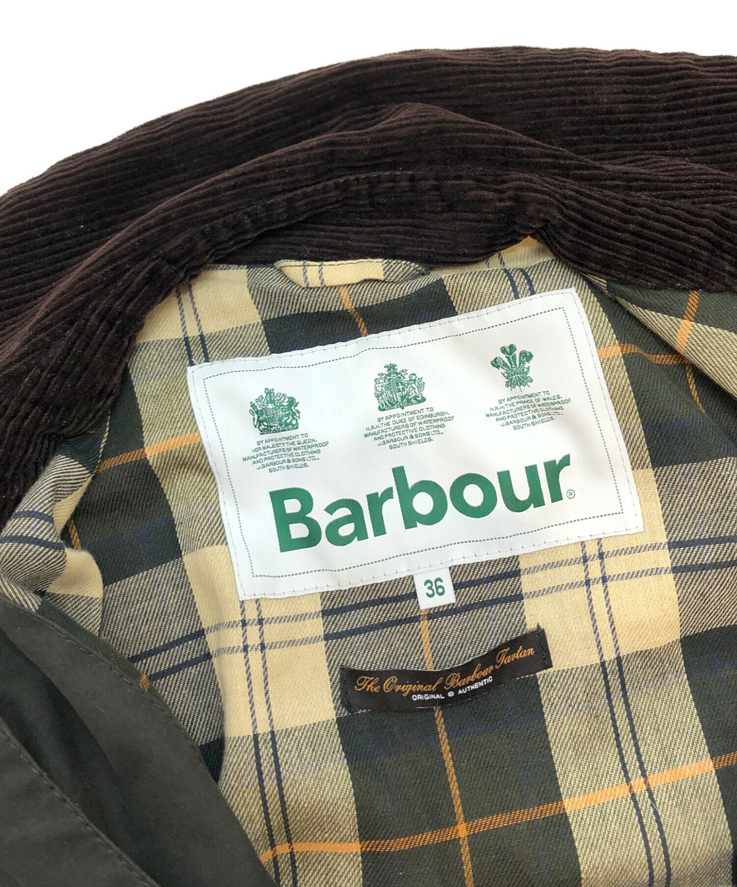 中古・古着通販】Barbour (バブアー) SINGLE BREASTED COAT カーキ