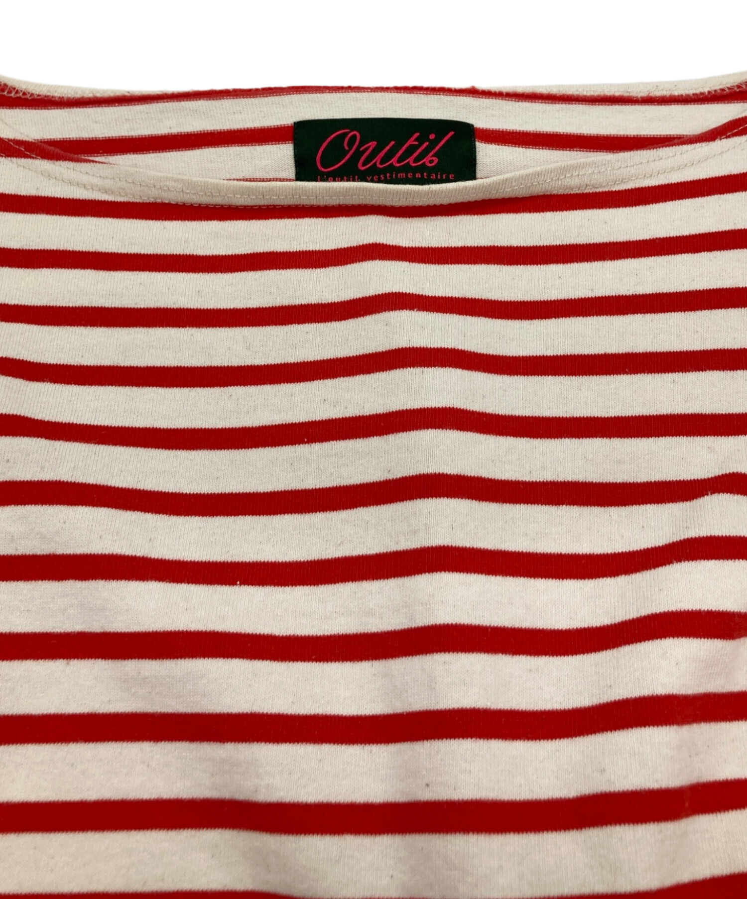 中古・古着通販】OUTIL (ウティ) バスクシャツ ホワイト×レッド サイズ