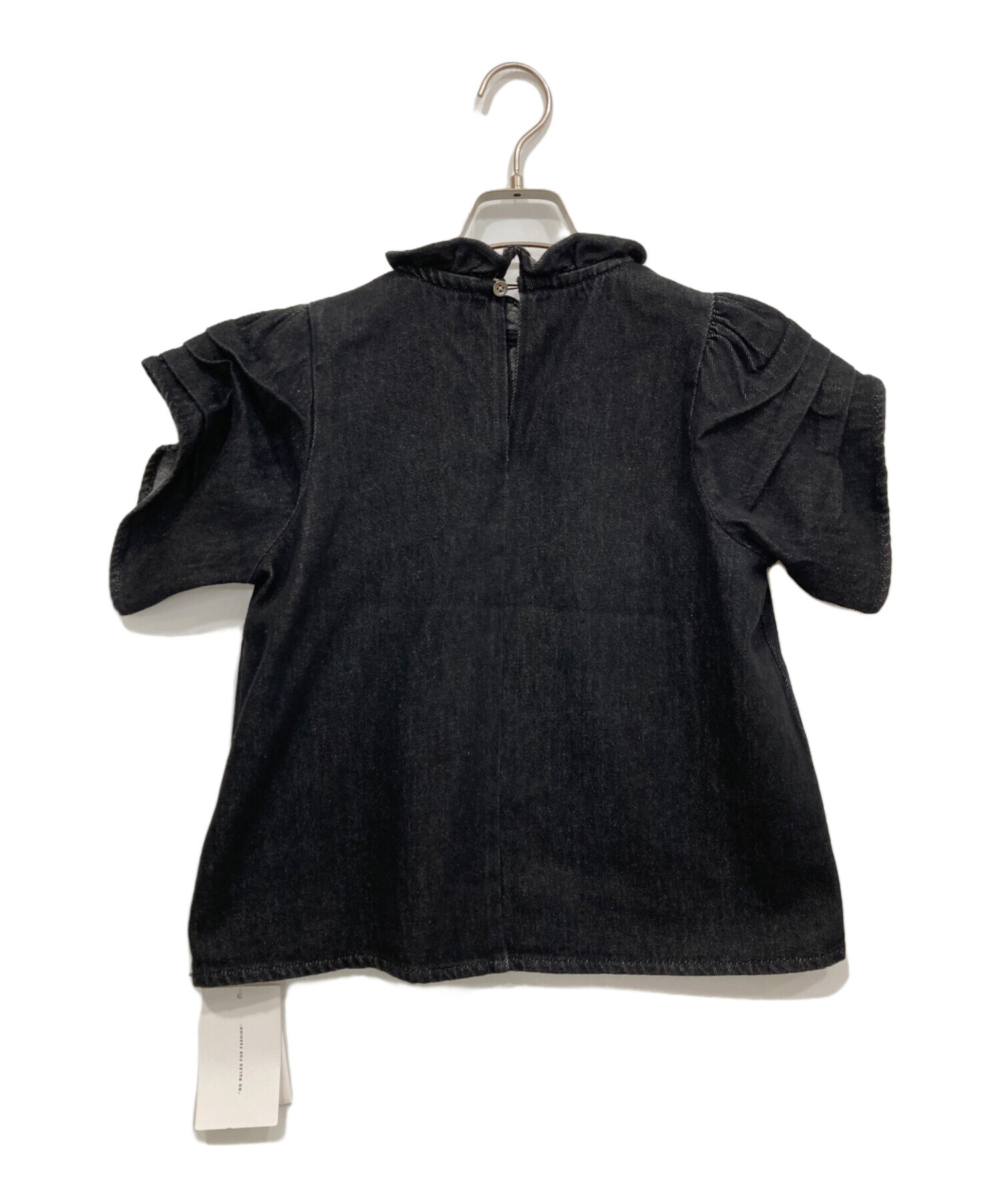 カットソー(長袖/七分) AMERI  TUCK SHOULDER DENIM SET UP 中古・古着通販】Ameri (アメリ) TUCK SHOULDER DENIM SET UP ブラック