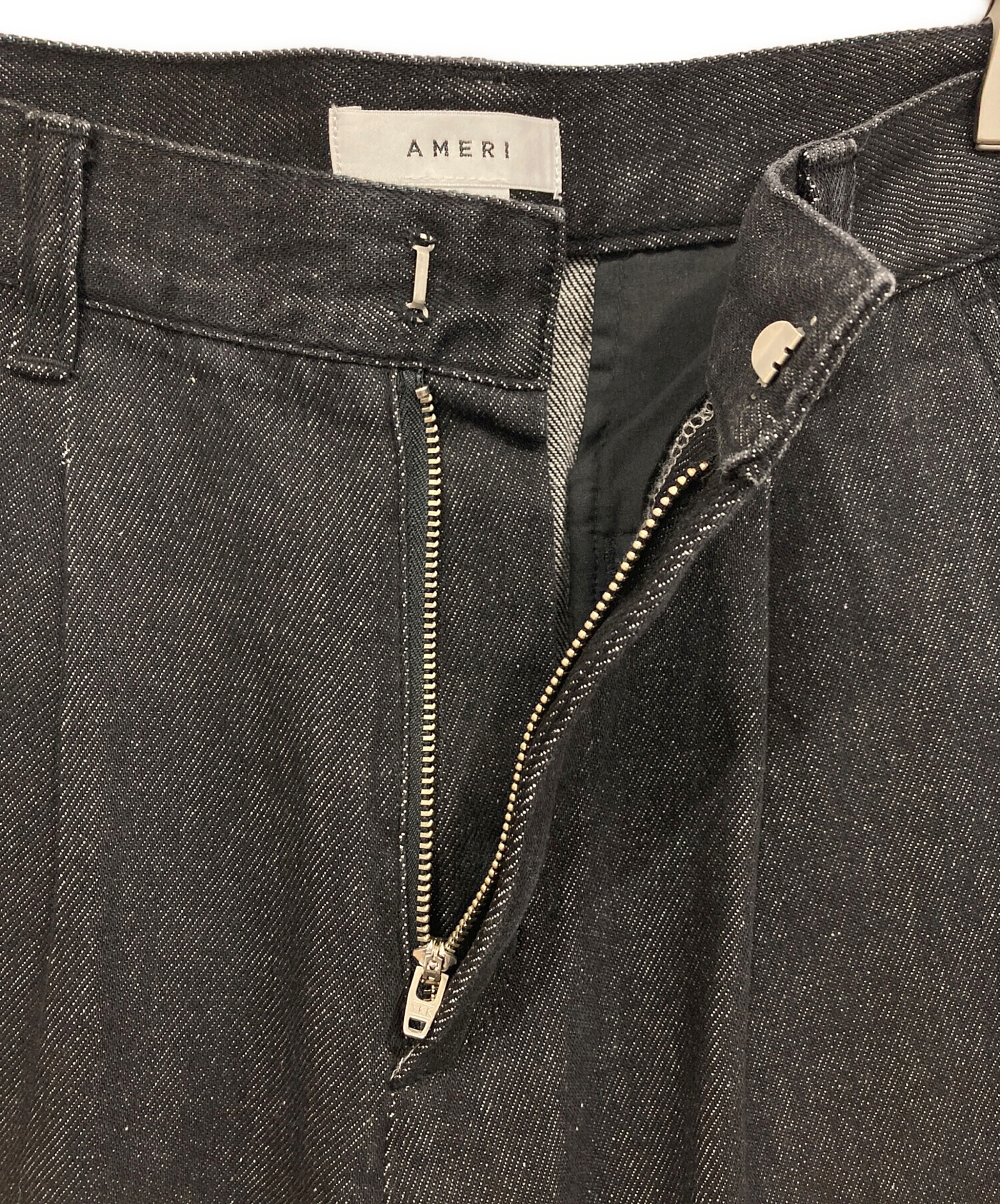 カットソー(長袖/七分) AMERI  TUCK SHOULDER DENIM SET UP 中古・古着通販】Ameri (アメリ) TUCK SHOULDER DENIM SET UP ブラック
