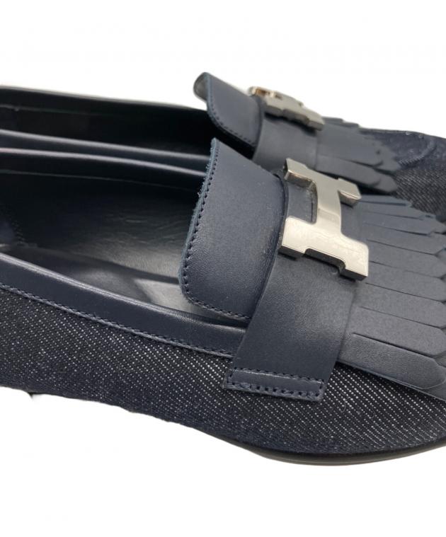 最最値下げ‼️ エルメス モカシン ロワイヤル37.5 24センチ 黒に紫色