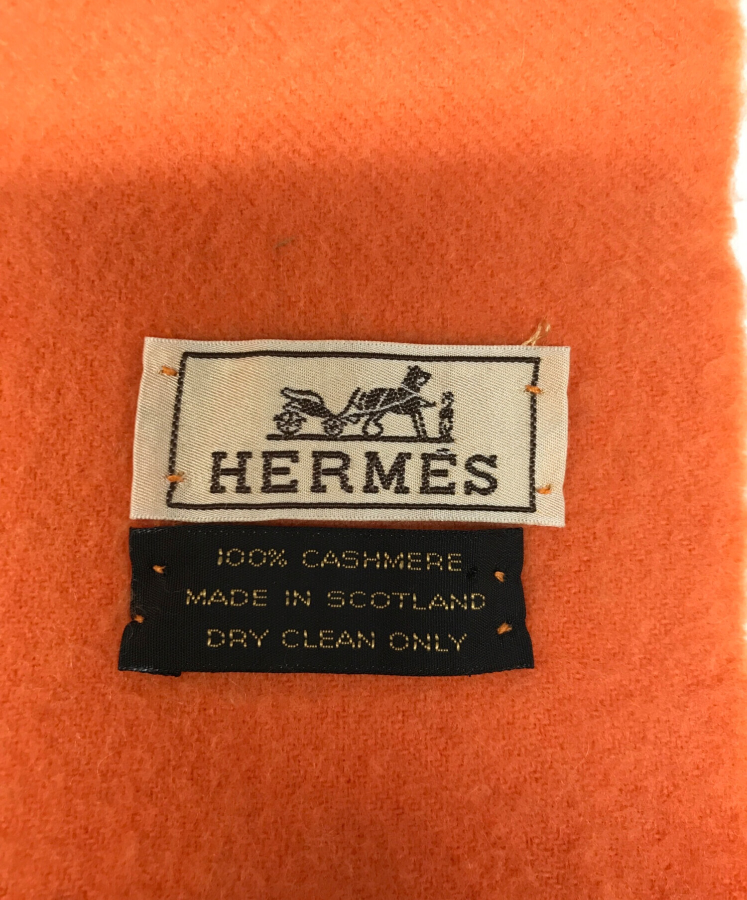 中古・古着通販】HERMES (エルメス) カシミヤマフラー オレンジ