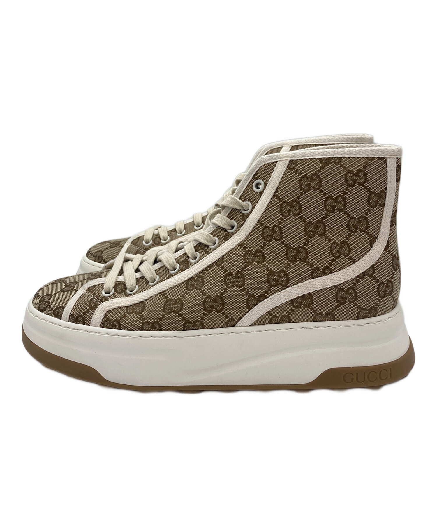 中古・古着通販】GUCCI (グッチ) ハイカットスニーカー ベージュ 中古・古着通販】GUCCI (グッチ) ハイカットスニーカー ベージュ
