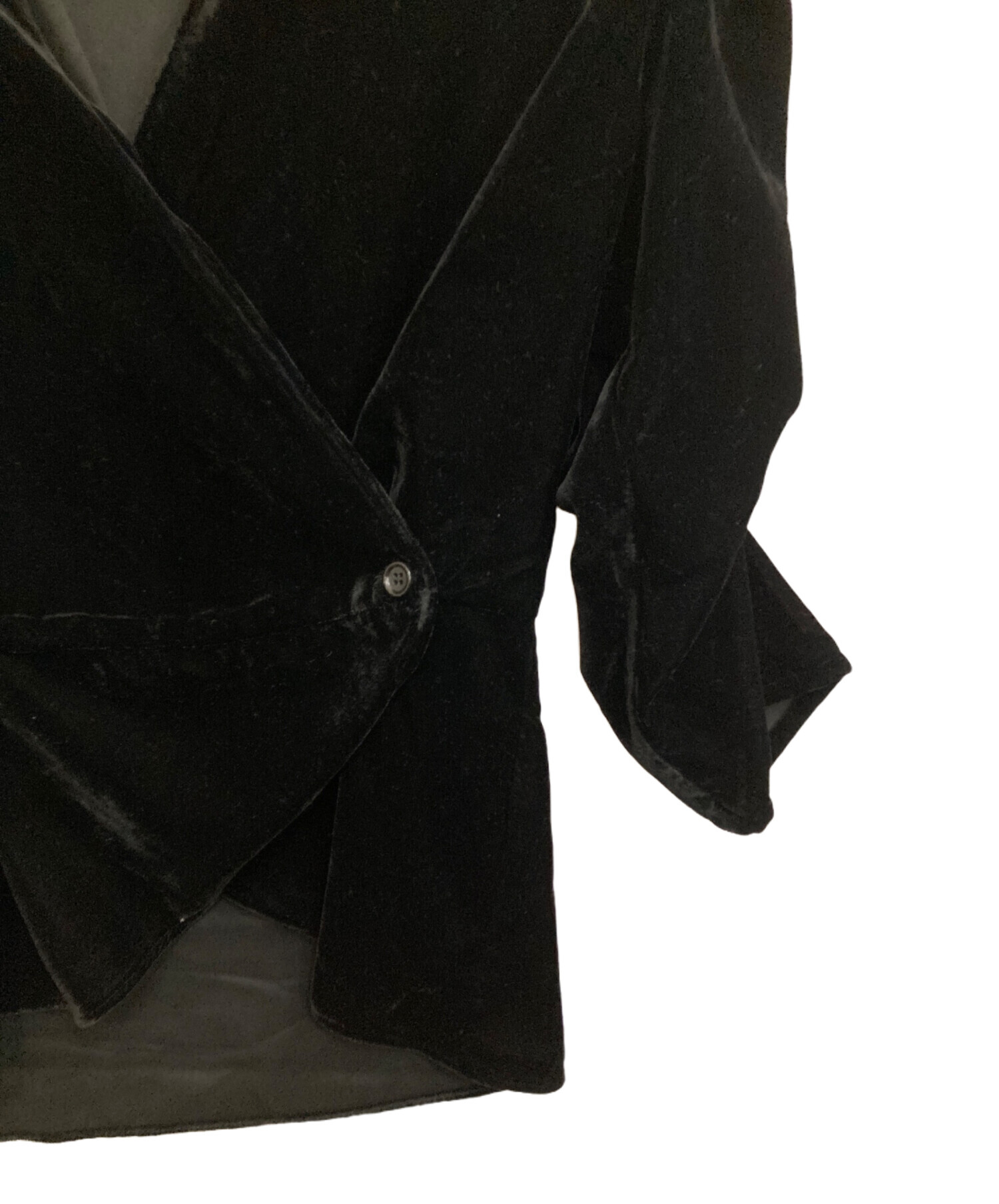 中古・古着通販】anuke (アンヌーク) Gather Velour Blouse ブラック 