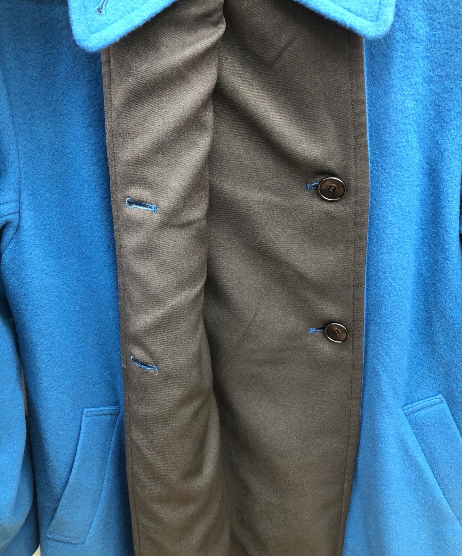 中古・古着通販】Ameri (アメリ) EDGE FLARE WOOL COAT ブルー サイズ