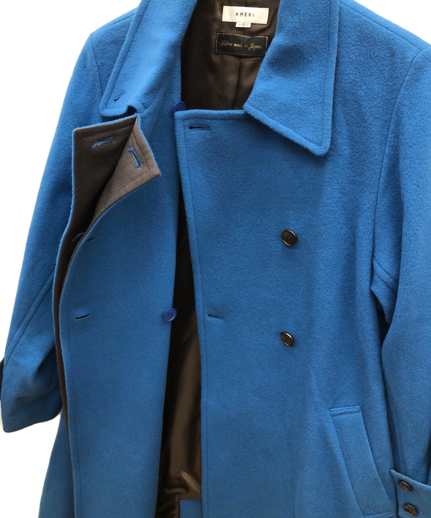 中古・古着通販】Ameri (アメリ) EDGE FLARE WOOL COAT ブルー