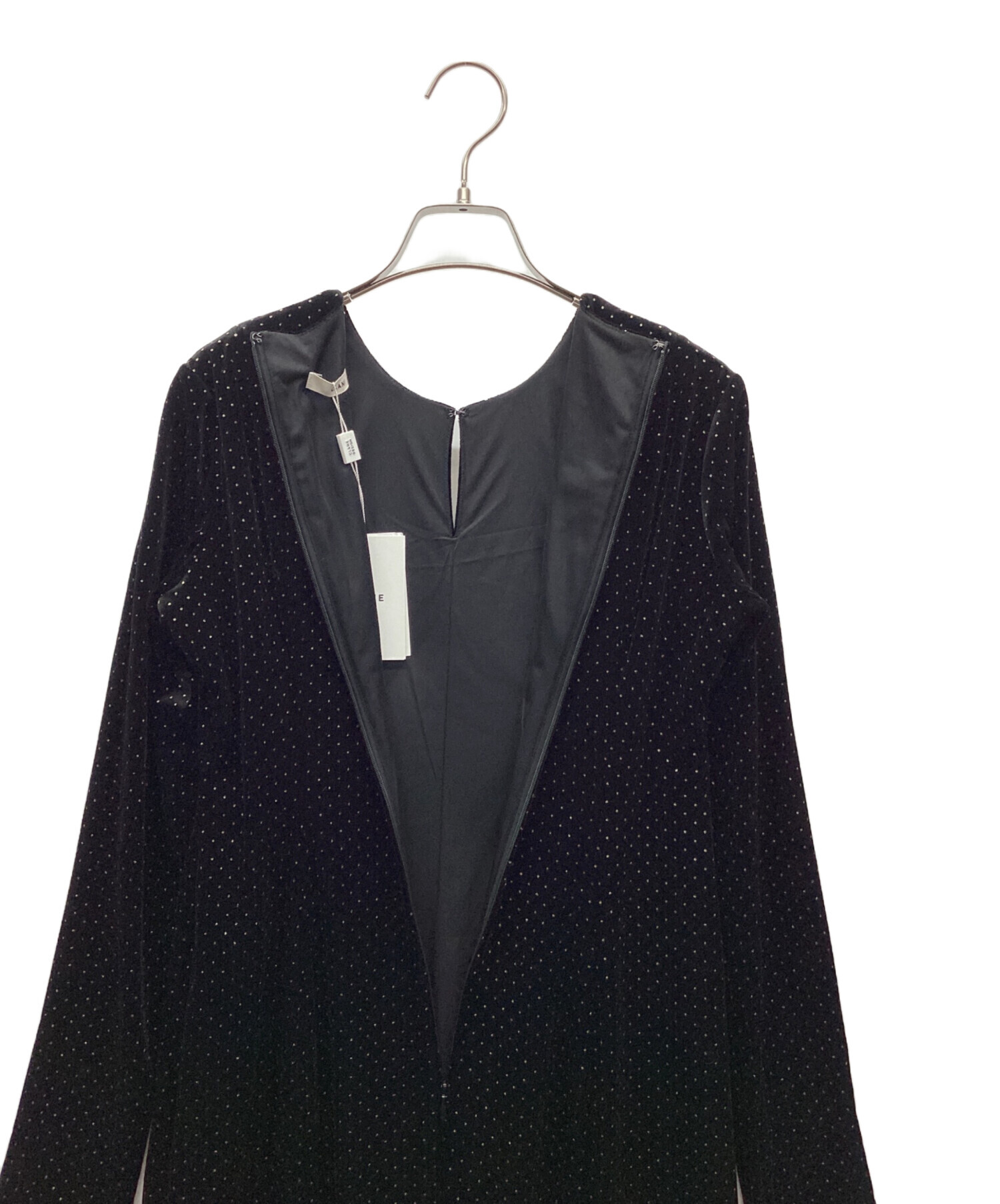 中古・古着通販】CLANE (クラネ) VELOUR GLITTER ONEPIECE ブラック 未