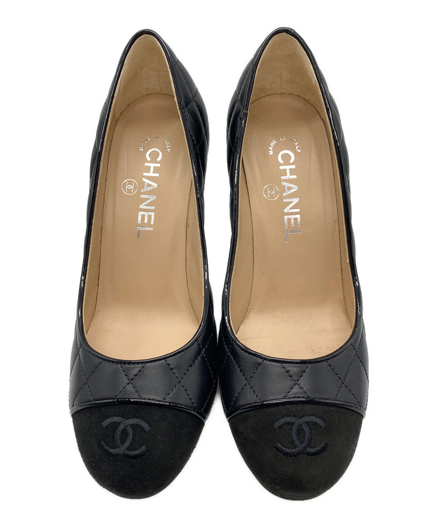 CHANEL シャネル パンプス スエード 黒 22cm 35 中古・古着通販】CHANEL (シャネル) スウェードパンプス ブラック