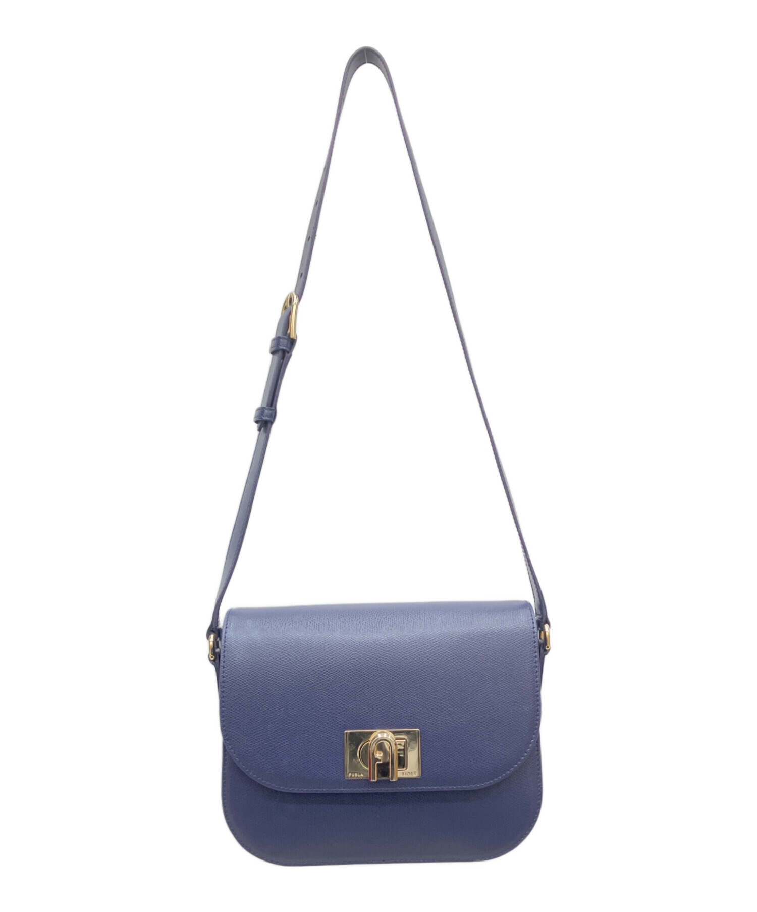 FURLA(フルラ) ショルダーバッグ ネイビー チェーンショルダー レザー 中古・古着通販】FURLA (フルラ) チェーンショルダーバッグ ネイビー