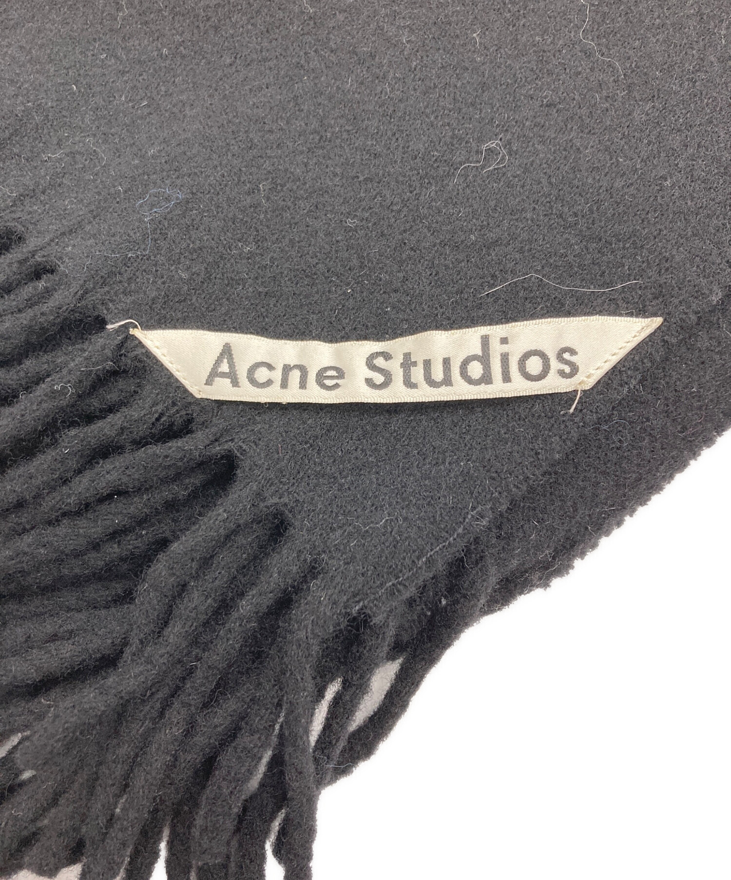 【美品】Acne Studios　マフラー　大判　ブラック Acne studios ウール100% 大判マフラー ストール ブラック アクネ