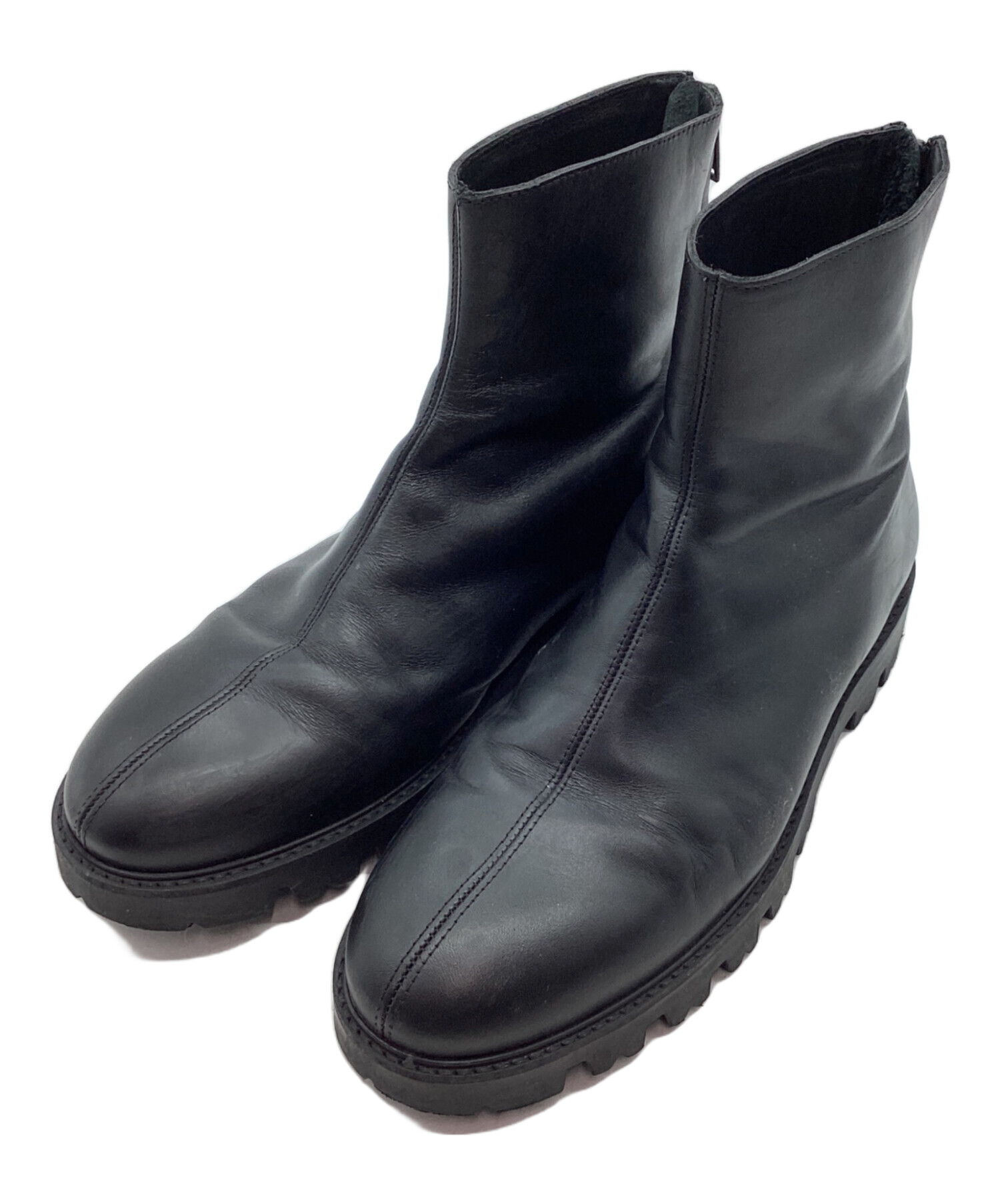 中古・古着通販】COS (コス) レザーショートブーツ ブラック サイズ:42 
