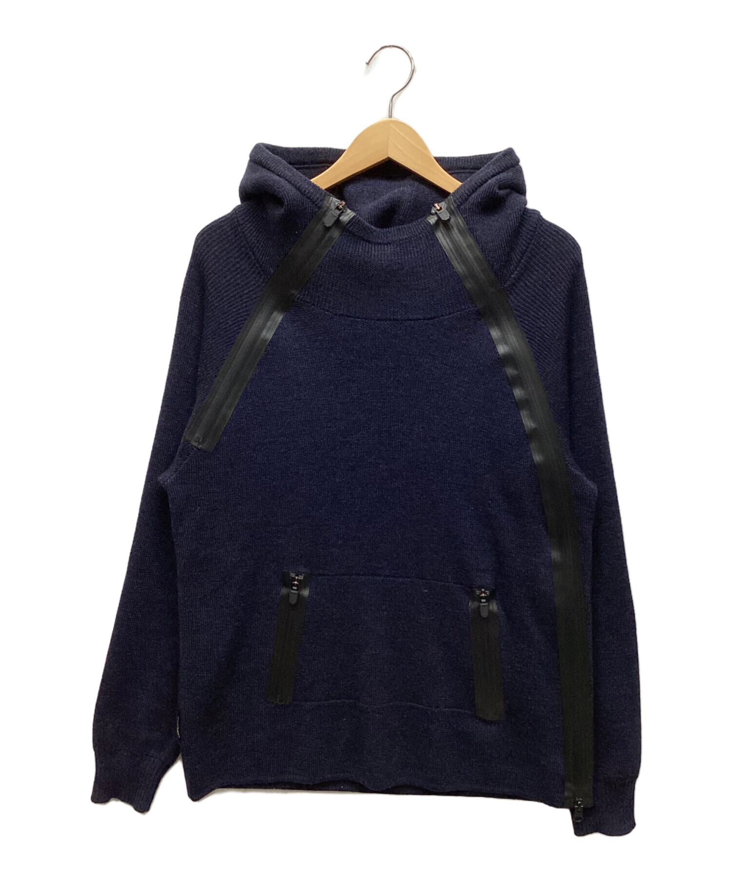 中古・古着通販】narifuri (ナリフリ) Knit pull breaker ネイビー 