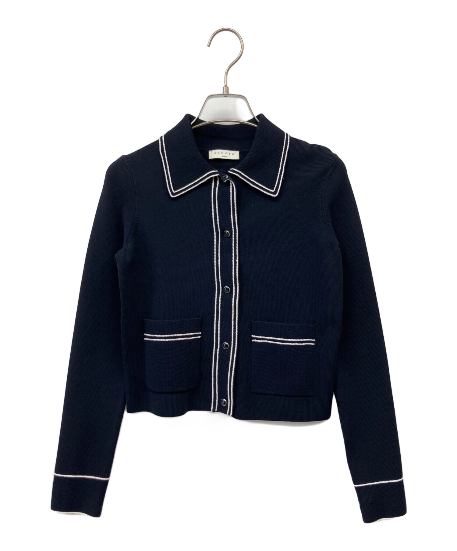 中古・古着通販】Sandro (サンドロ) ニットジャケット ネイビー