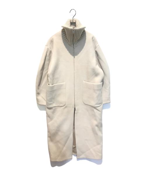 【美品】CLANEクラネRIBCOLLARWOOLLONGCOATアイボリー 中古・古着通販】CLANE (クラネ) RIB COLLAR WOOL LONG COAT 15101