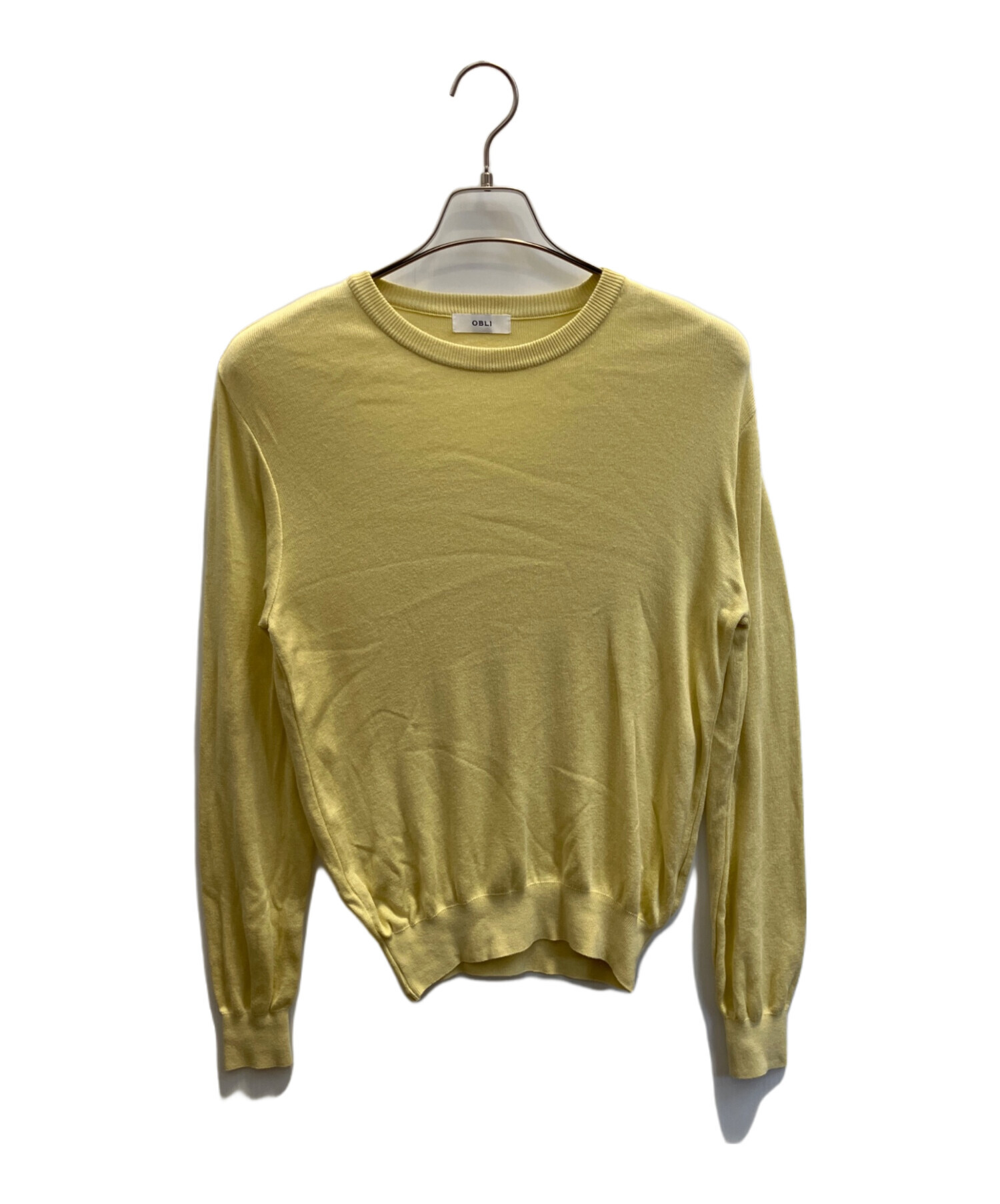 OBLI  19SS シルクニット silk knit イエロー ☆美品 オブリ 中古・古着通販】OBLI (オブリ) シルク混ニット イエロー サイズ