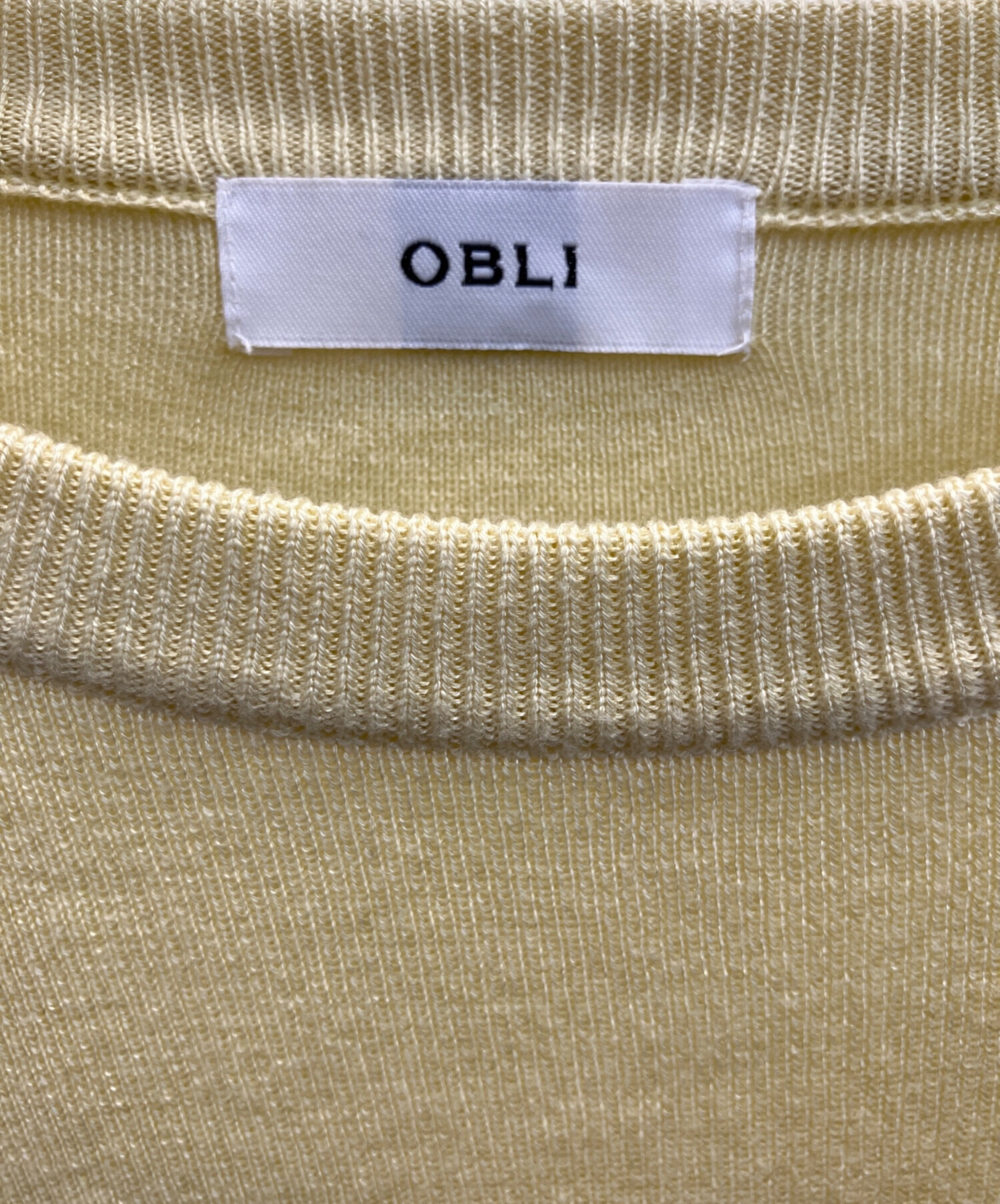 OBLI  19SS シルクニット silk knit イエロー ☆美品 オブリ 中古・古着通販】OBLI (オブリ) シルク混ニット イエロー サイズ