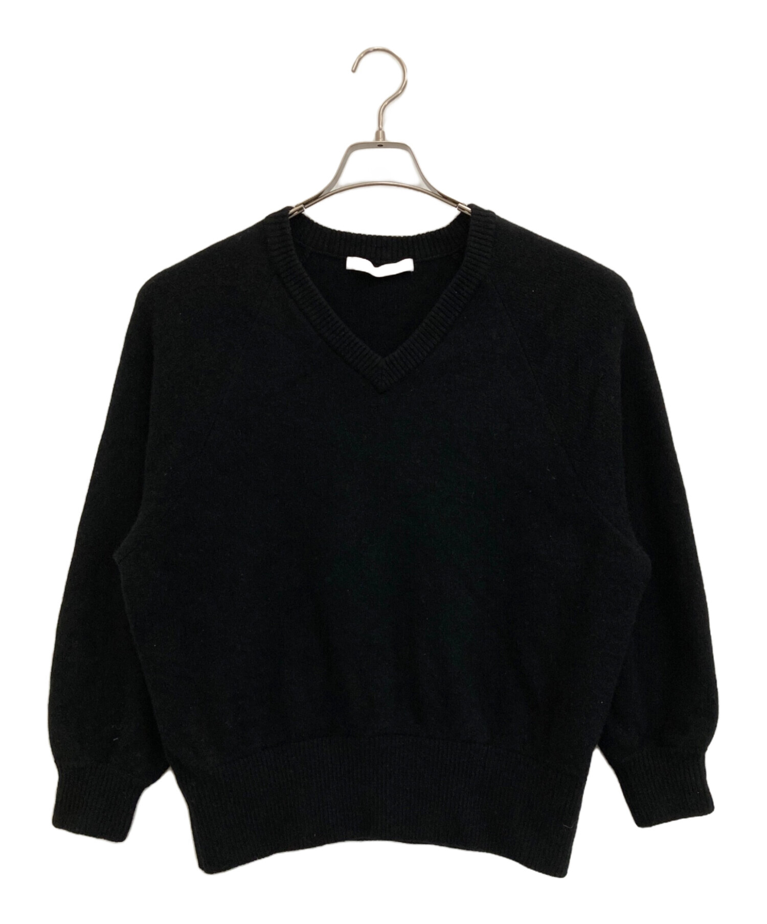 24AW フレームワーク AQUA Vネックプルオーバー カシミヤ混 ニット 黒 AQUA ウール カシミヤ Vネック プルオーバー