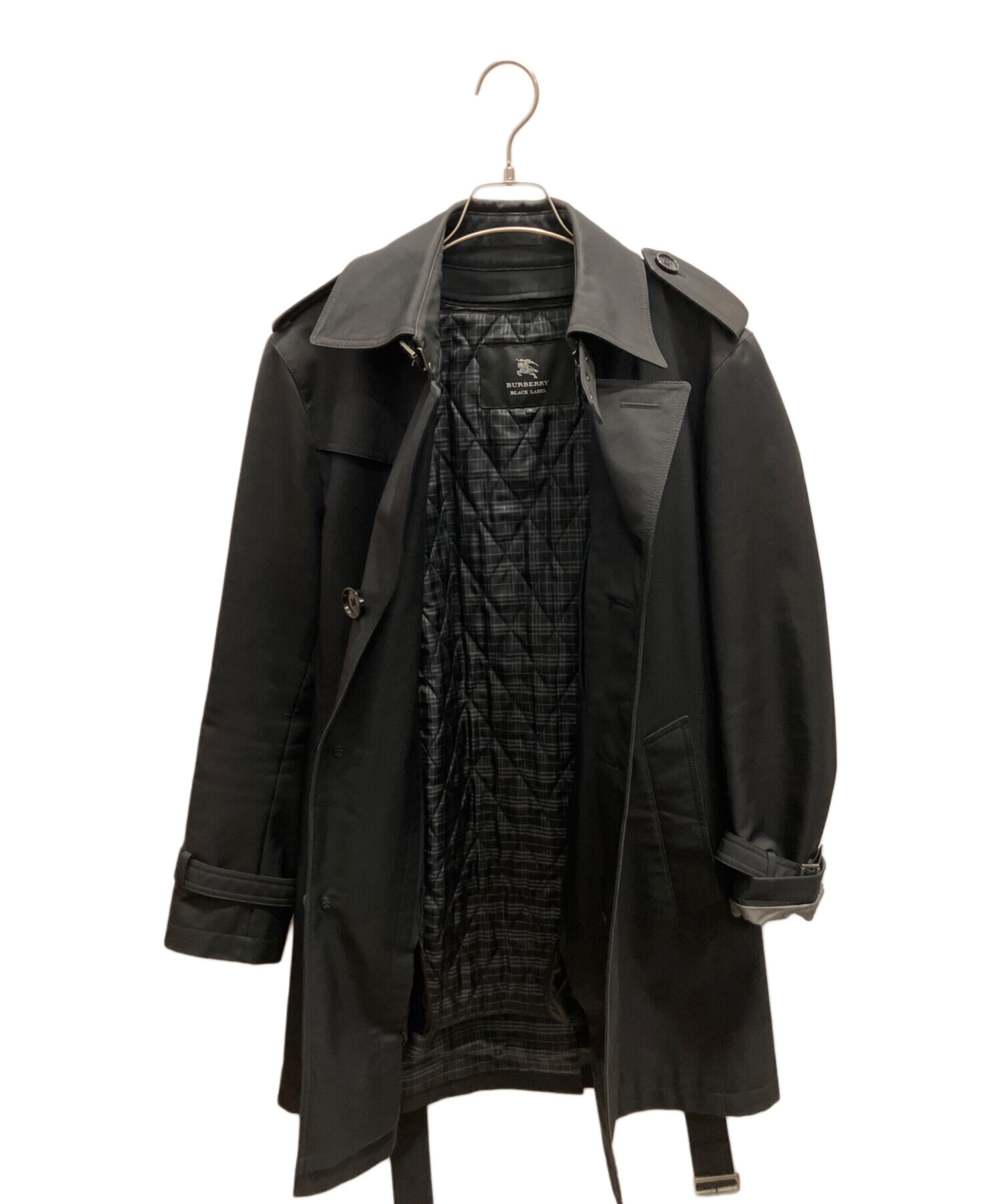 ★バーバリー★メンズブラック ダブルブレスト トレンチコート古着　アメリカ購入品 中古・古着通販】BURBERRY BLACK LABEL (バーバリーブラックレーベル