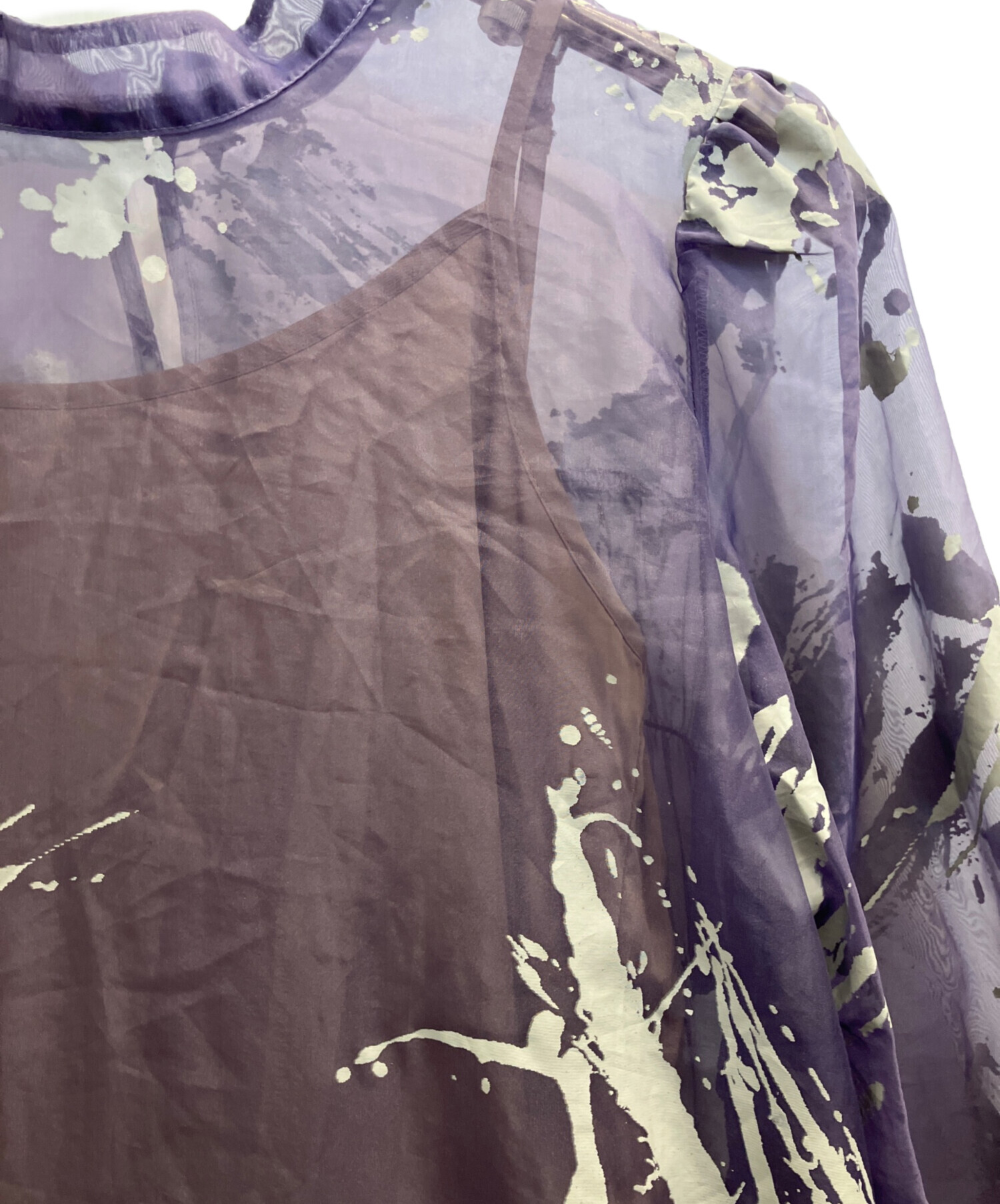 中古・古着通販】Ameri (アメリ) RUBBER PAINT ART SHEER DRESS