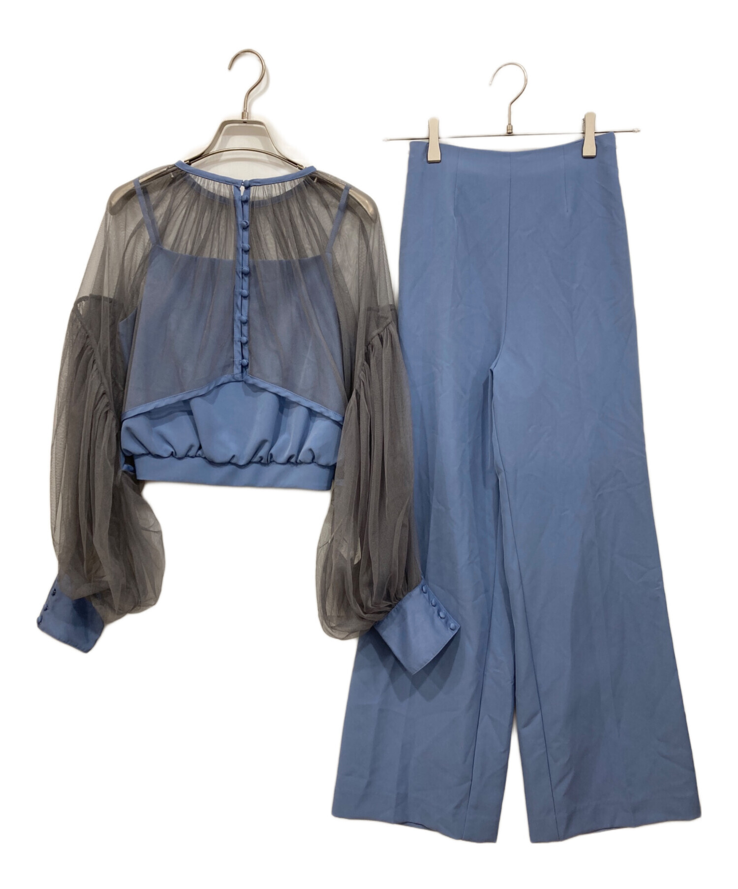中古・古着通販】Ameri (アメリ) MANY WAY TULLE VEIL SET UP ブルー 