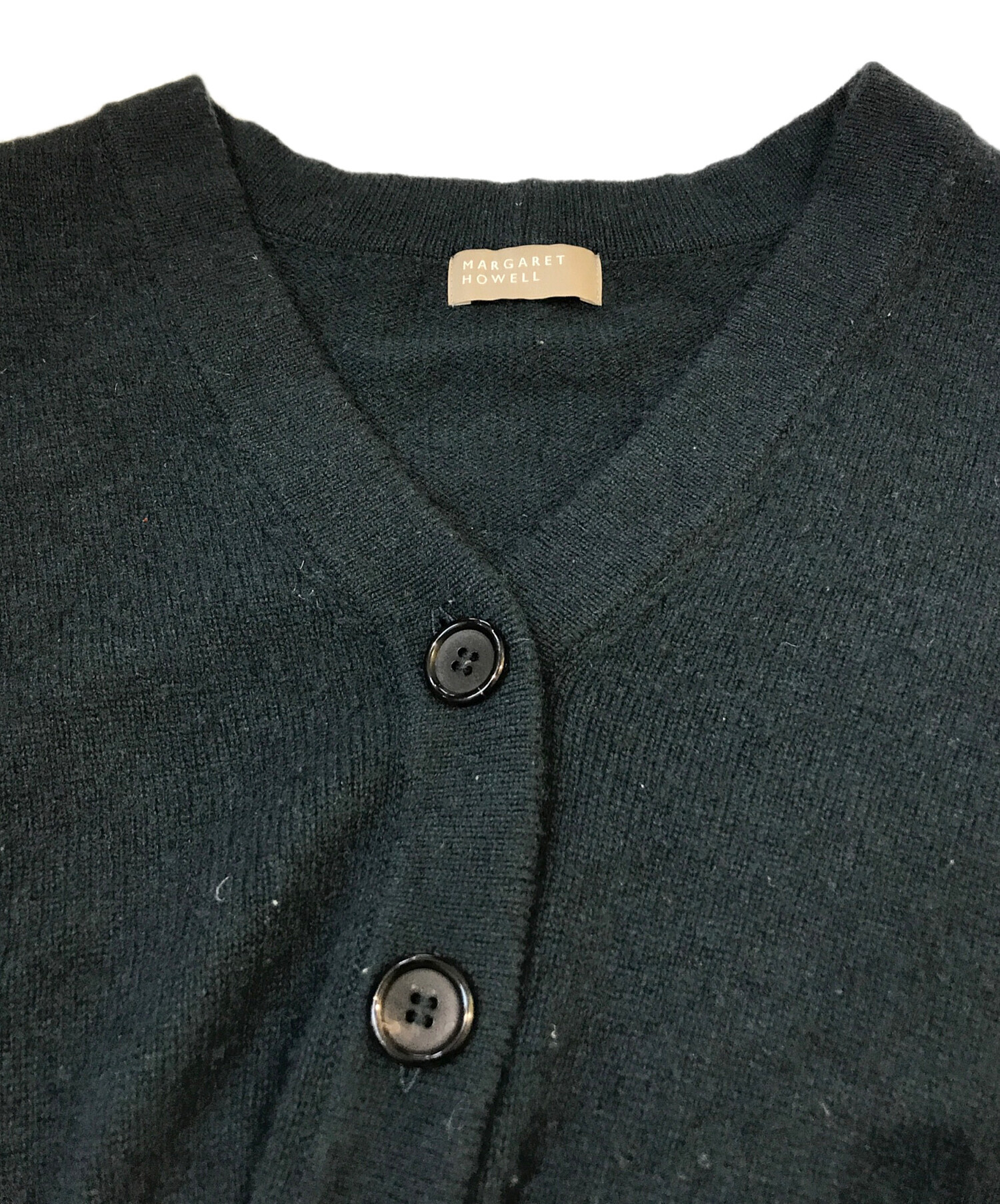 【美品】MARGARET HOWELL ウールカシミヤ カーディガン カーキ　L MARGARET HOWELL ウール カシミヤカーディガン サイズⅡ 【公式通販】