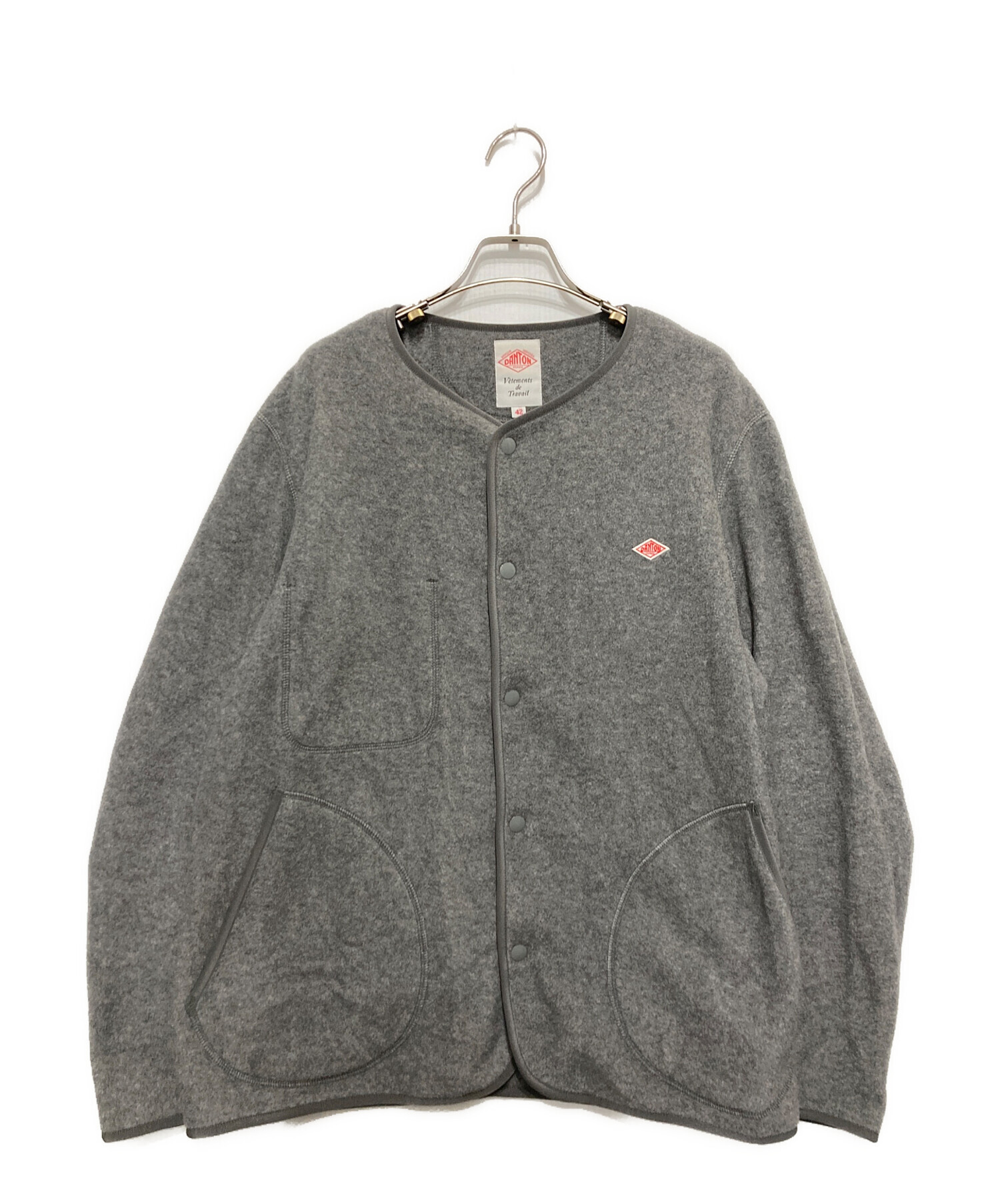 中古・古着通販】DANTON (ダントン) FLEECE COLLARLESS JACKET グレー
