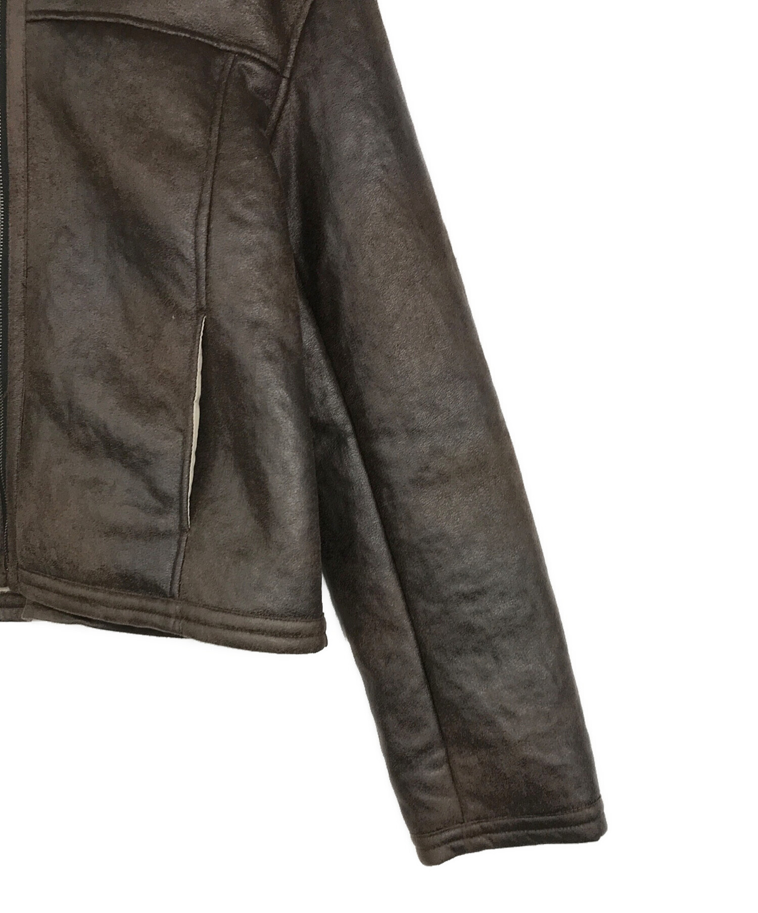 中古・古着通販】N.O.R.C (ノーク) レザーライクボアコート ブラウン