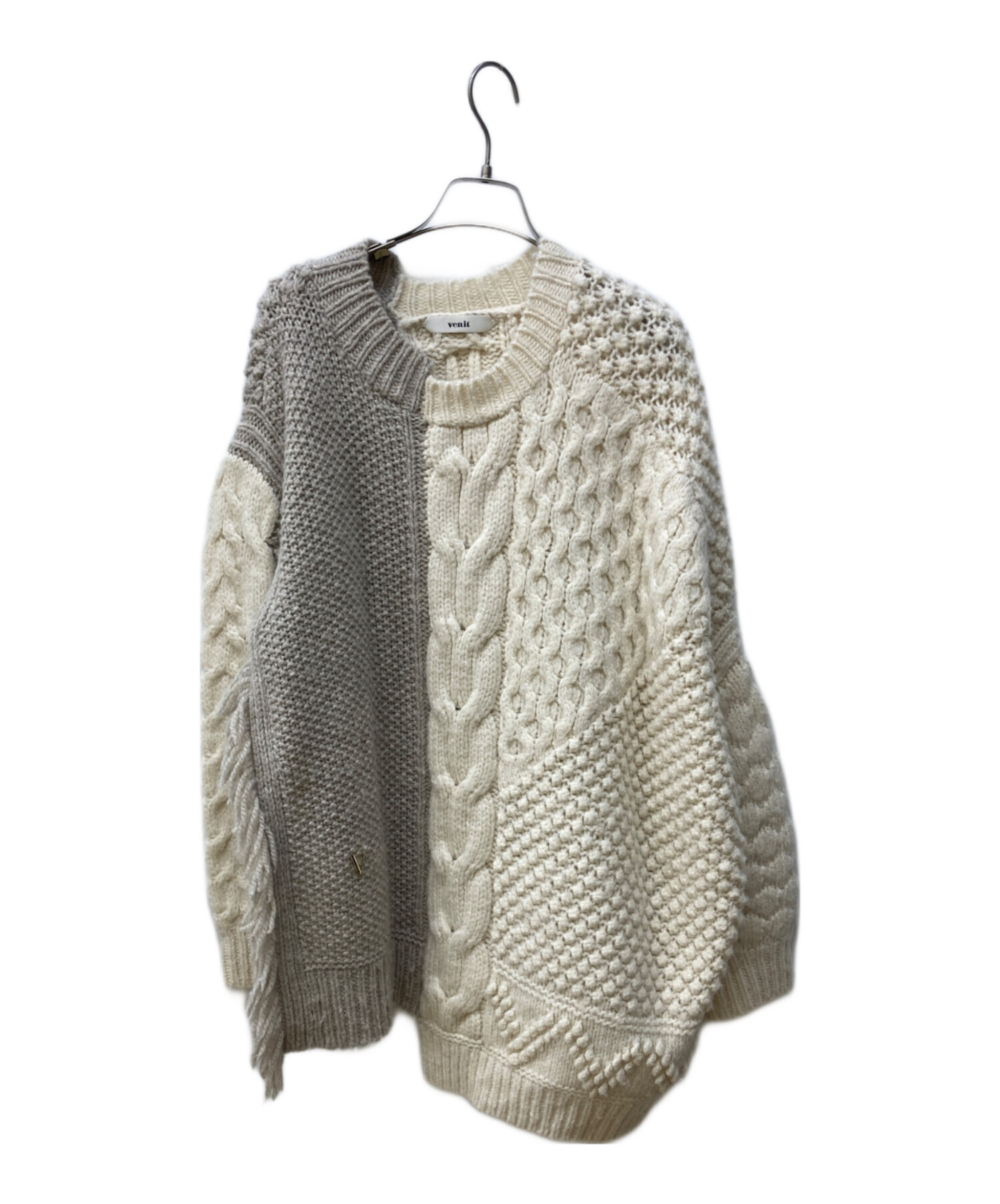 中古・古着通販】Venit (ヴェニット) ケーブルニット ホワイト サイズ  