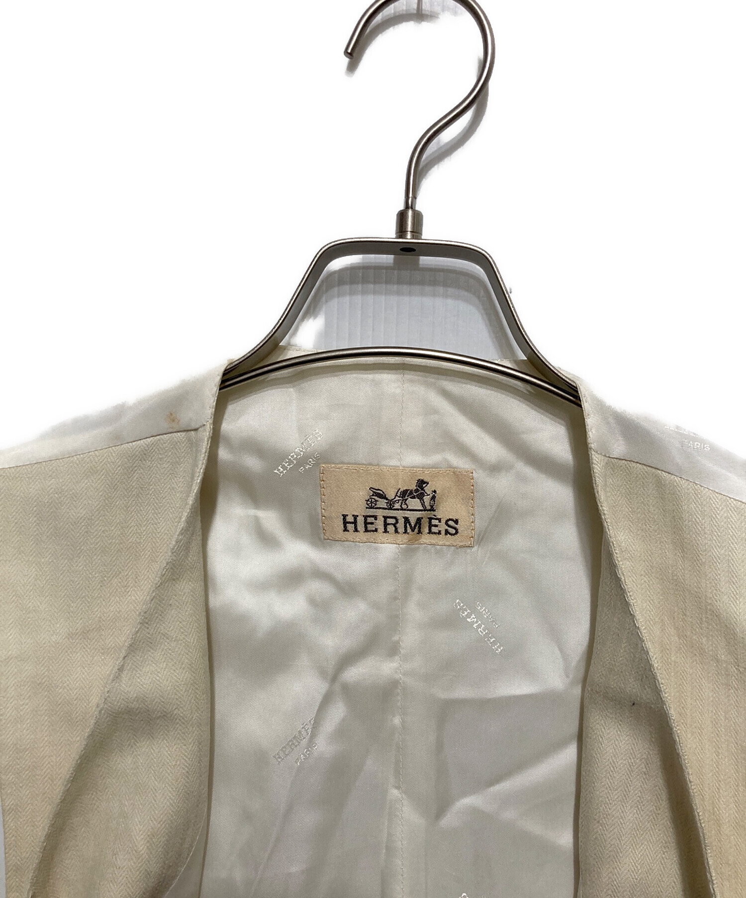 中古・古着通販】HERMES (エルメス) リネンヘリンボーンジレ 