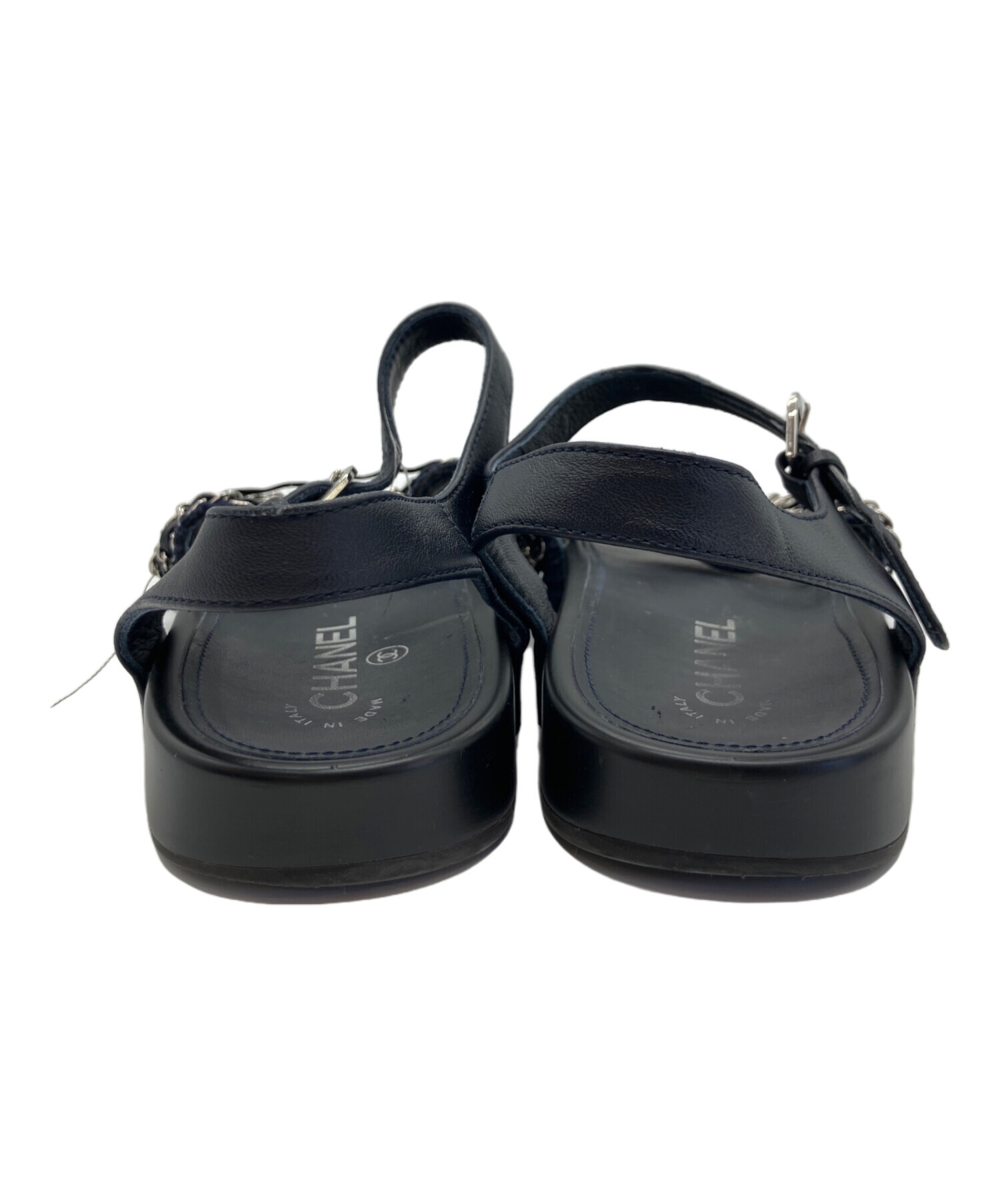【美品】シャネル　チェーン　サンダル　37 中古・古着通販】CHANEL (シャネル) チェーンサンダル ネイビー サイズ