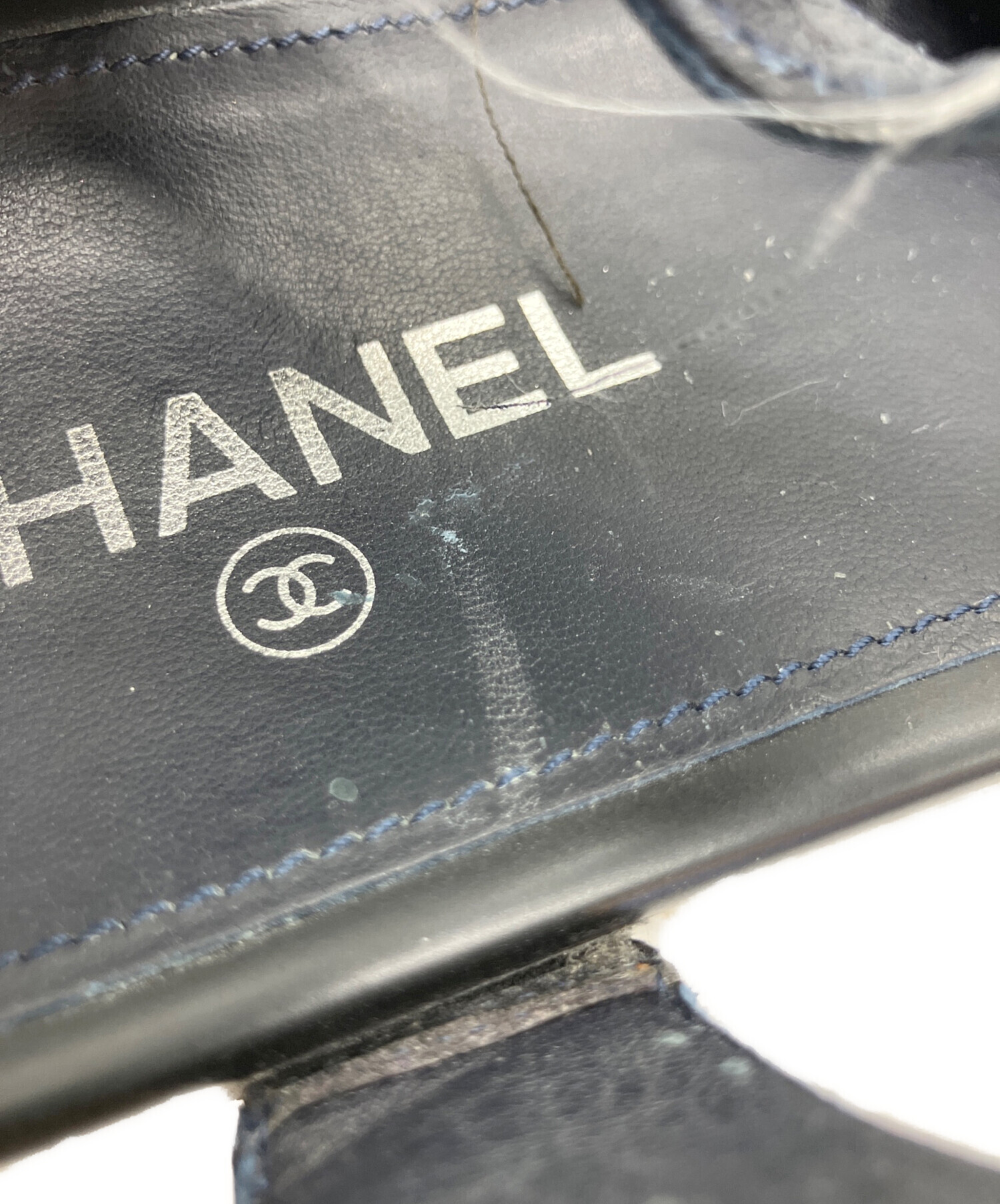 中古・古着通販】CHANEL (シャネル) チェーンサンダル ネイビー サイズ 