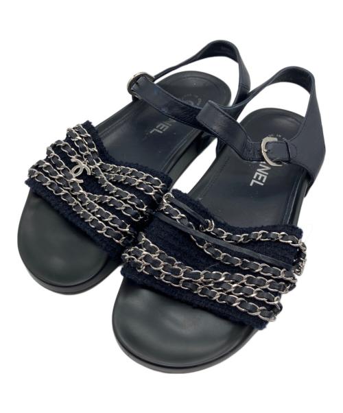 中古・古着通販】CHANEL (シャネル) チェーンサンダル ネイビー