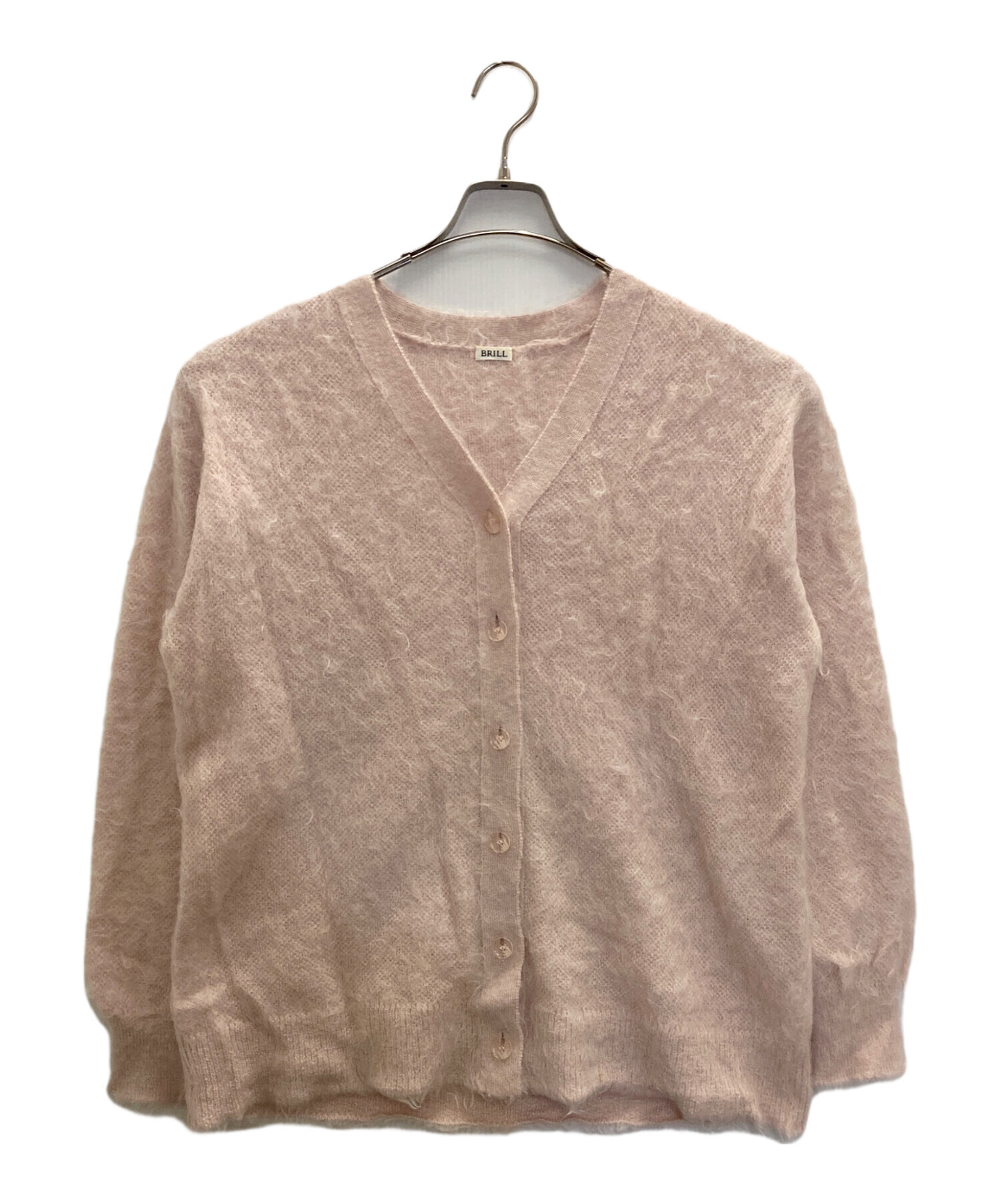 BRILL Vネック カーディガン モヘア ピンク 長袖 中古・古着通販】BRILL (ブリル) Vネックジャガードカーディガン