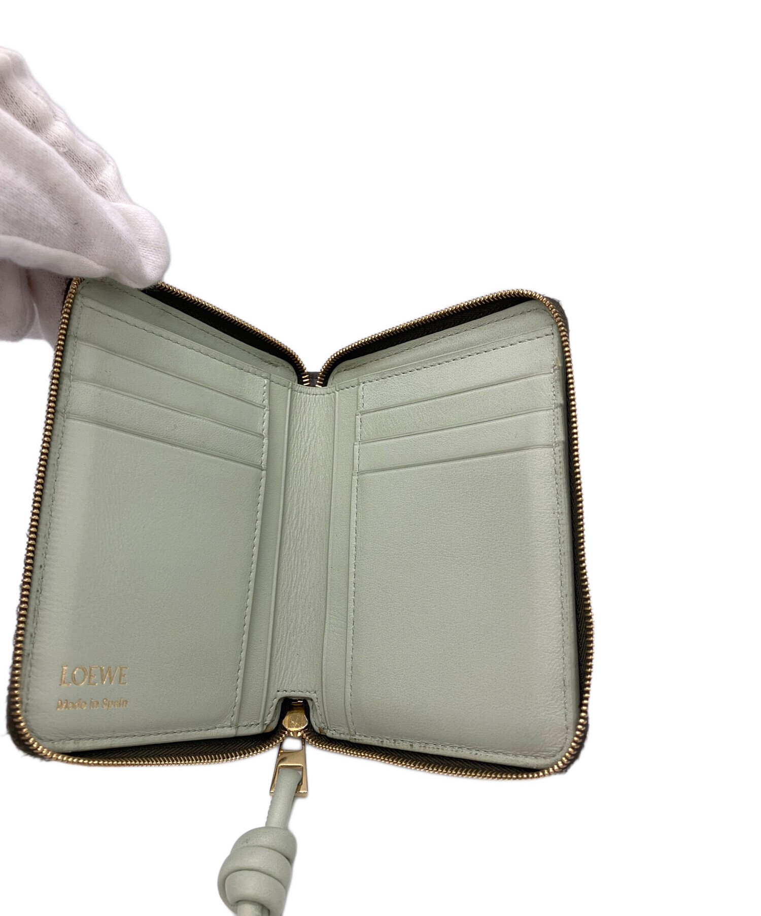 【新品・未使用】LOEWE コンパクトジップウォレット オリーブ 中古・古着通販】LOEWE (ロエベ) ノットコンパクトジップウォレット