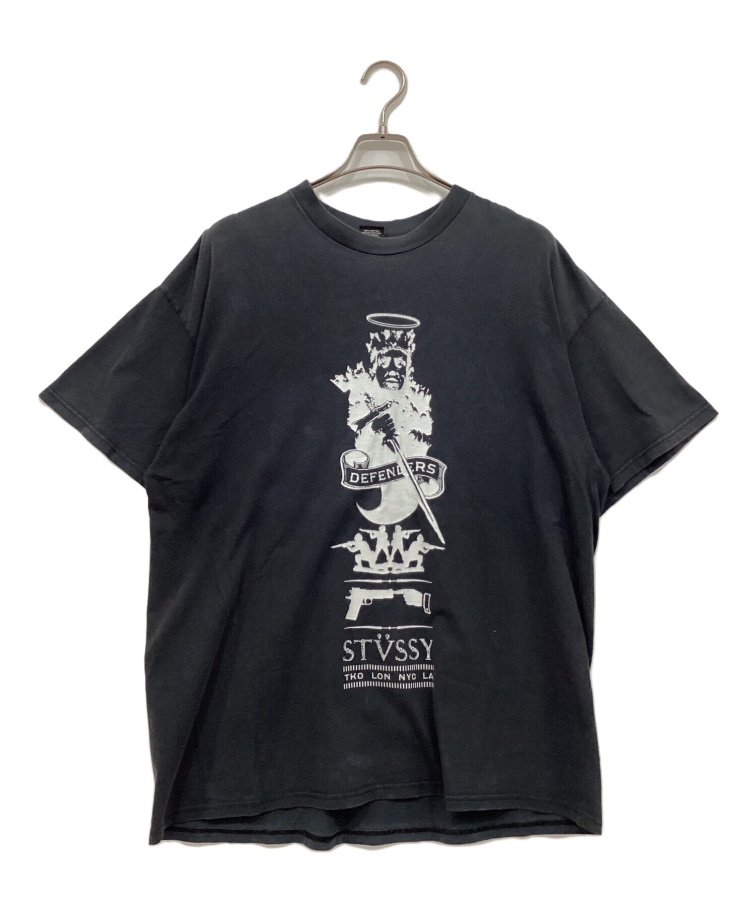 Stussy XL ブラック Tシャツ グラフィックプリント　激レア 中古・古着通販】stussy (ステューシー) プリントTシャツ ブラック