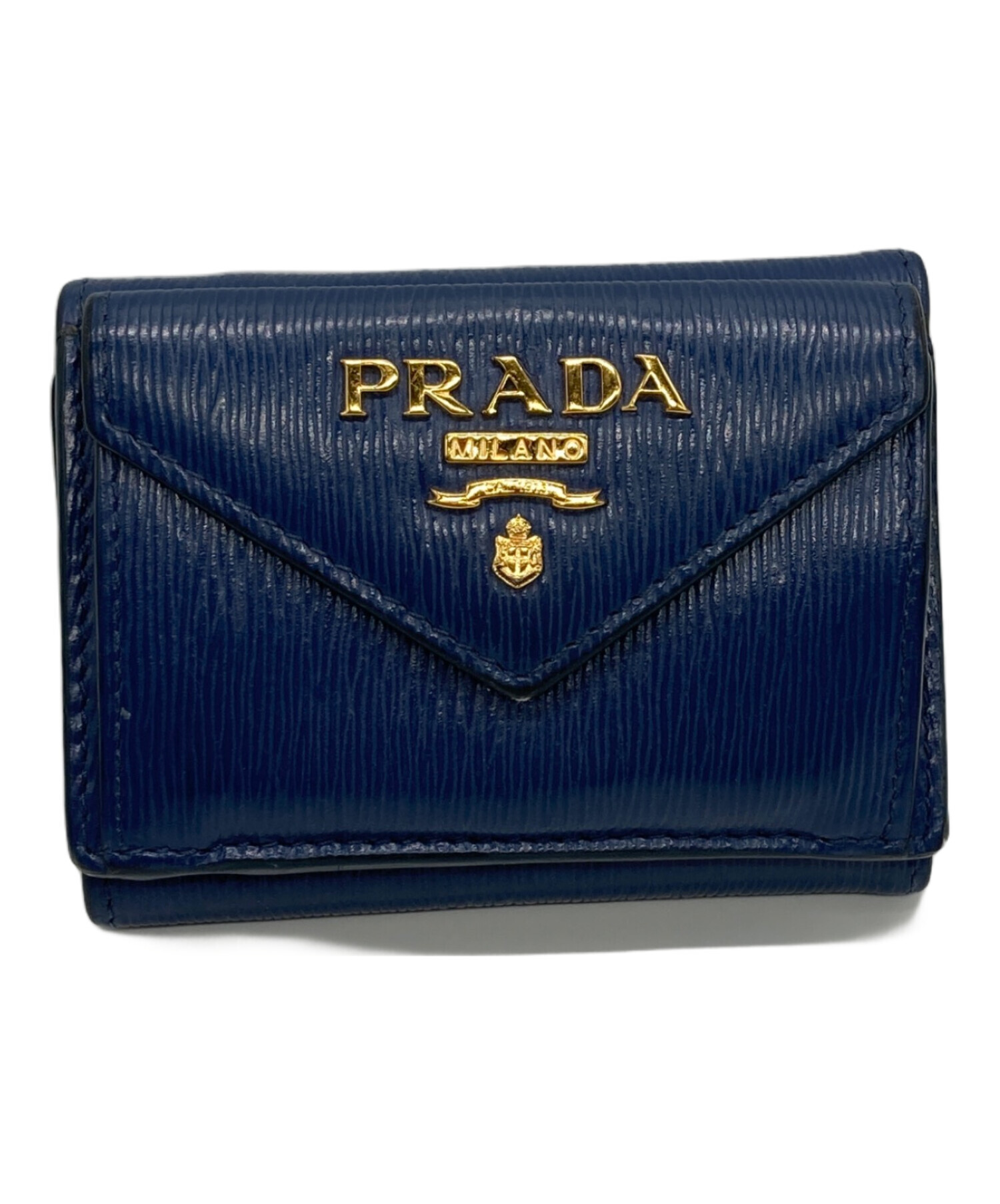 中古・古着通販】PRADA (プラダ) 3つ折り財布 ブルー｜ブランド・古着 